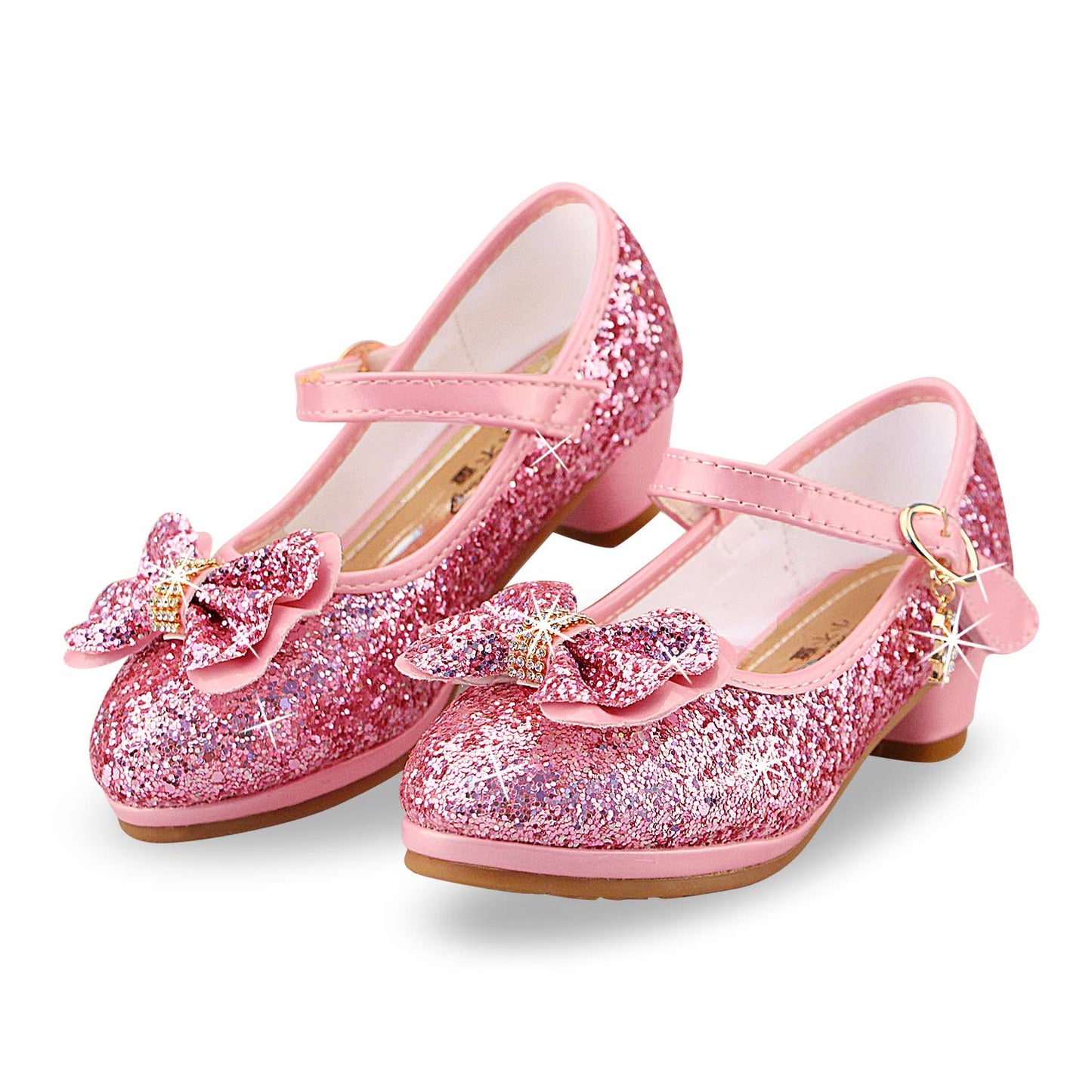 Girls Sequin Shoes Princess High Heel Shoes Kids Party Pumps Size 10 Toddler,Pink