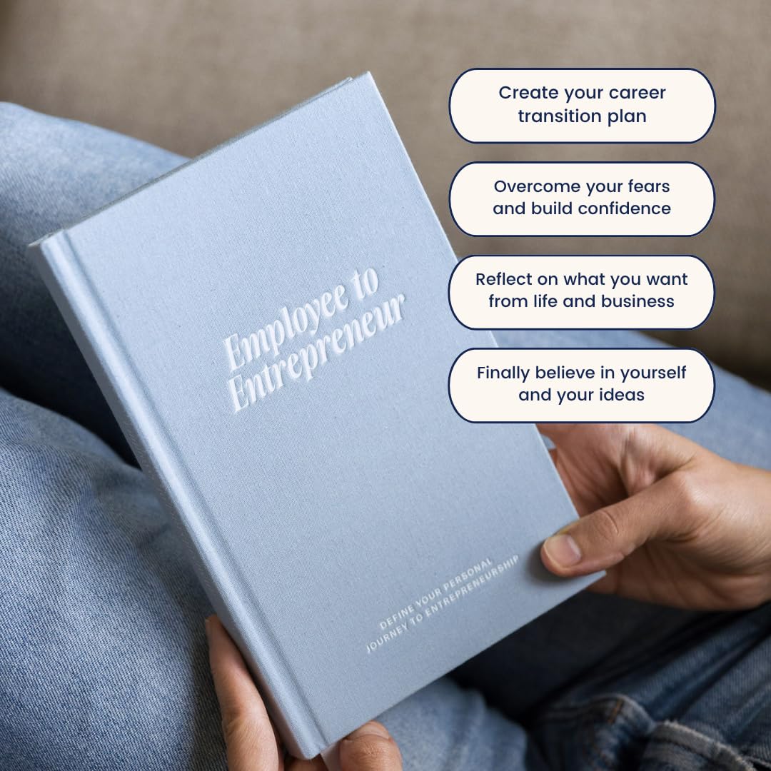 Employee to Entrepreneur - Guided Journal to Change Your Life, Become an Entrepreneur, Journal for Personal Development and Reflection, Meaningful Gift for Women & Men, Light Blue Hardcover, 200 pages
