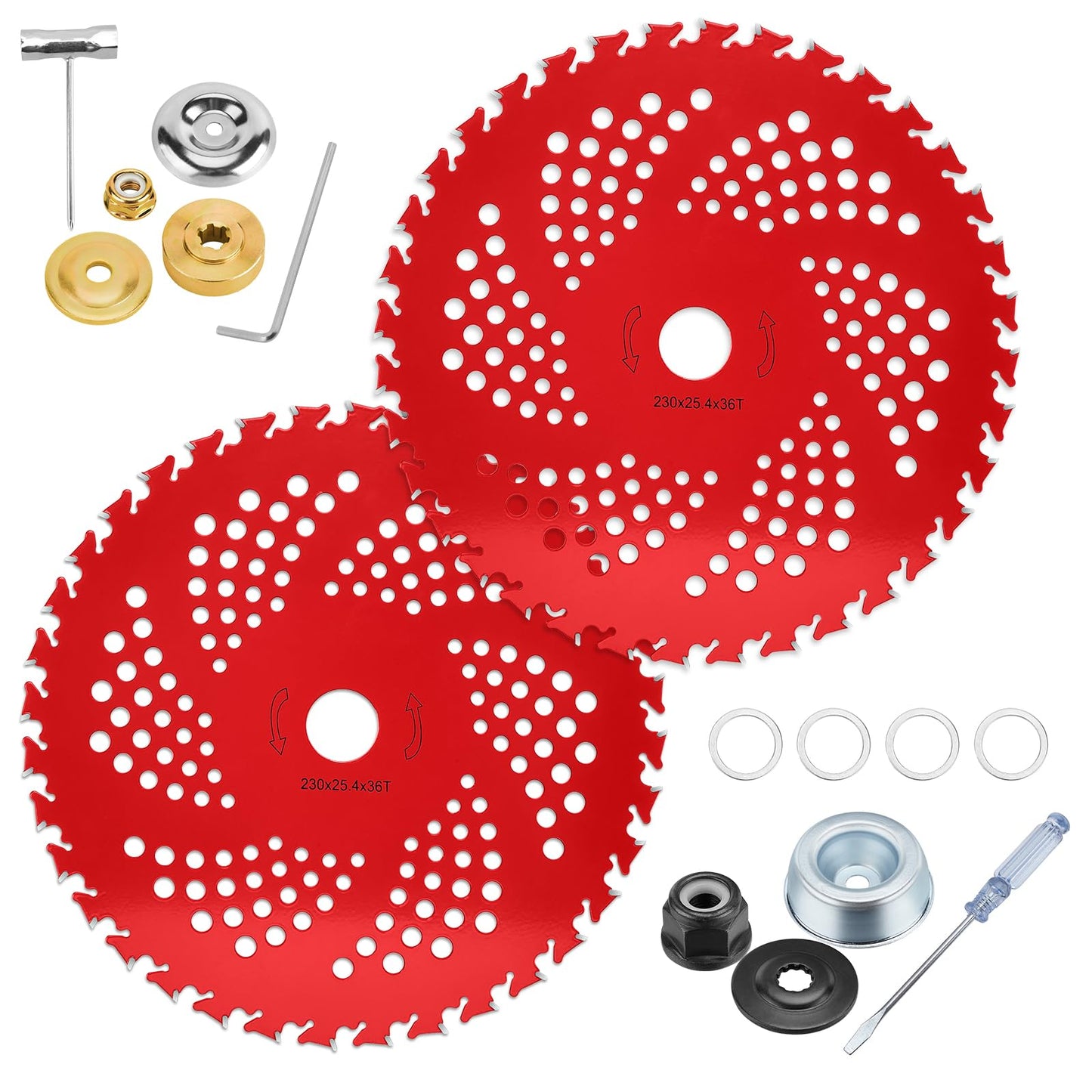 HK 2 Pack 9" x36T Carbide Tip Brush Cutter Blades Weed Eater Blades for Brush Cutter, Trimmer, Weed Eater, Compatible with Husqvarna, Fsx