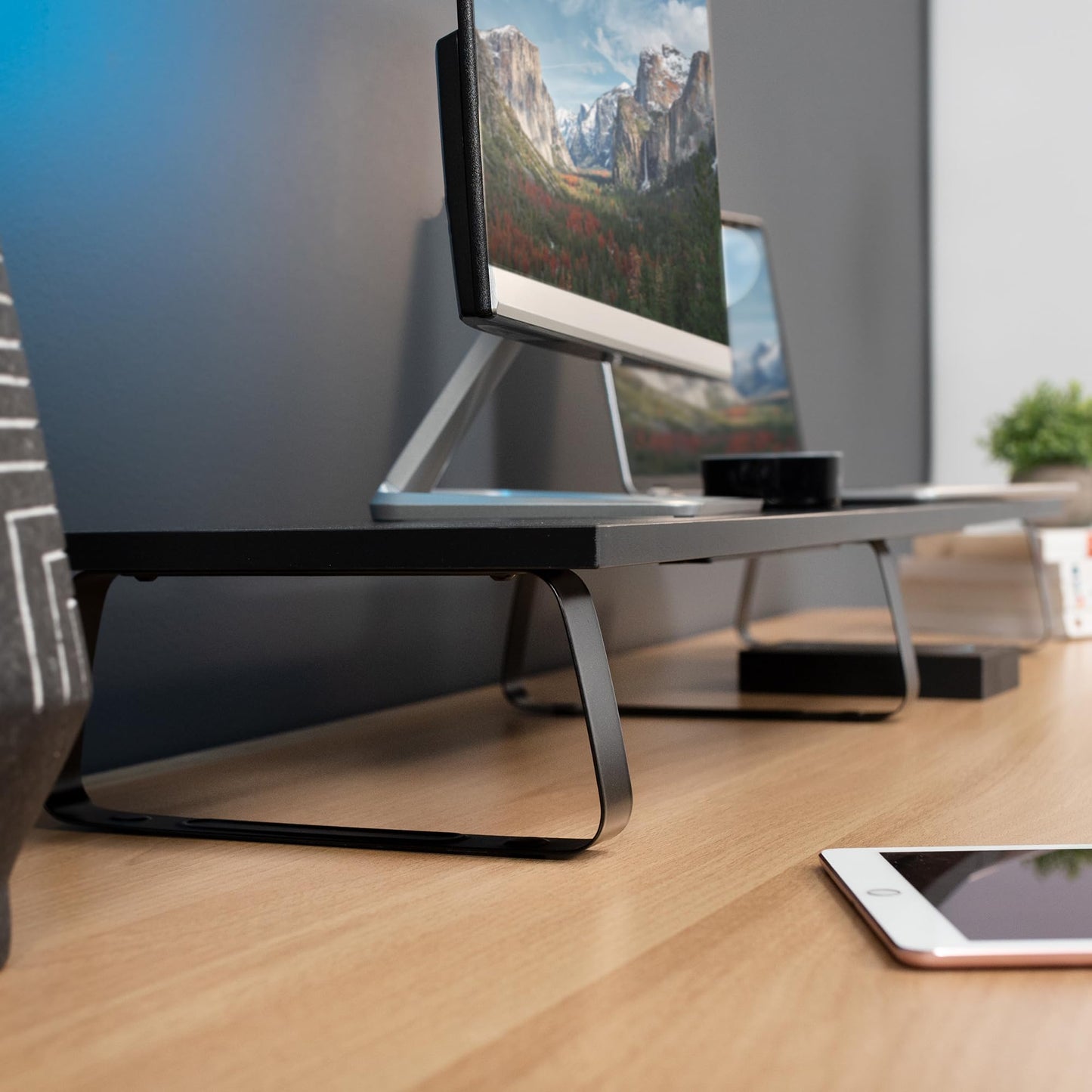 VIVO Black 39 inch Extra Long Monitor Riser - Wood & Steel Desktop Stand, Dual Screen, TV, Keyboard, Laptop, Ergonomic Desk and Tabletop Organizer STAND-V000DL