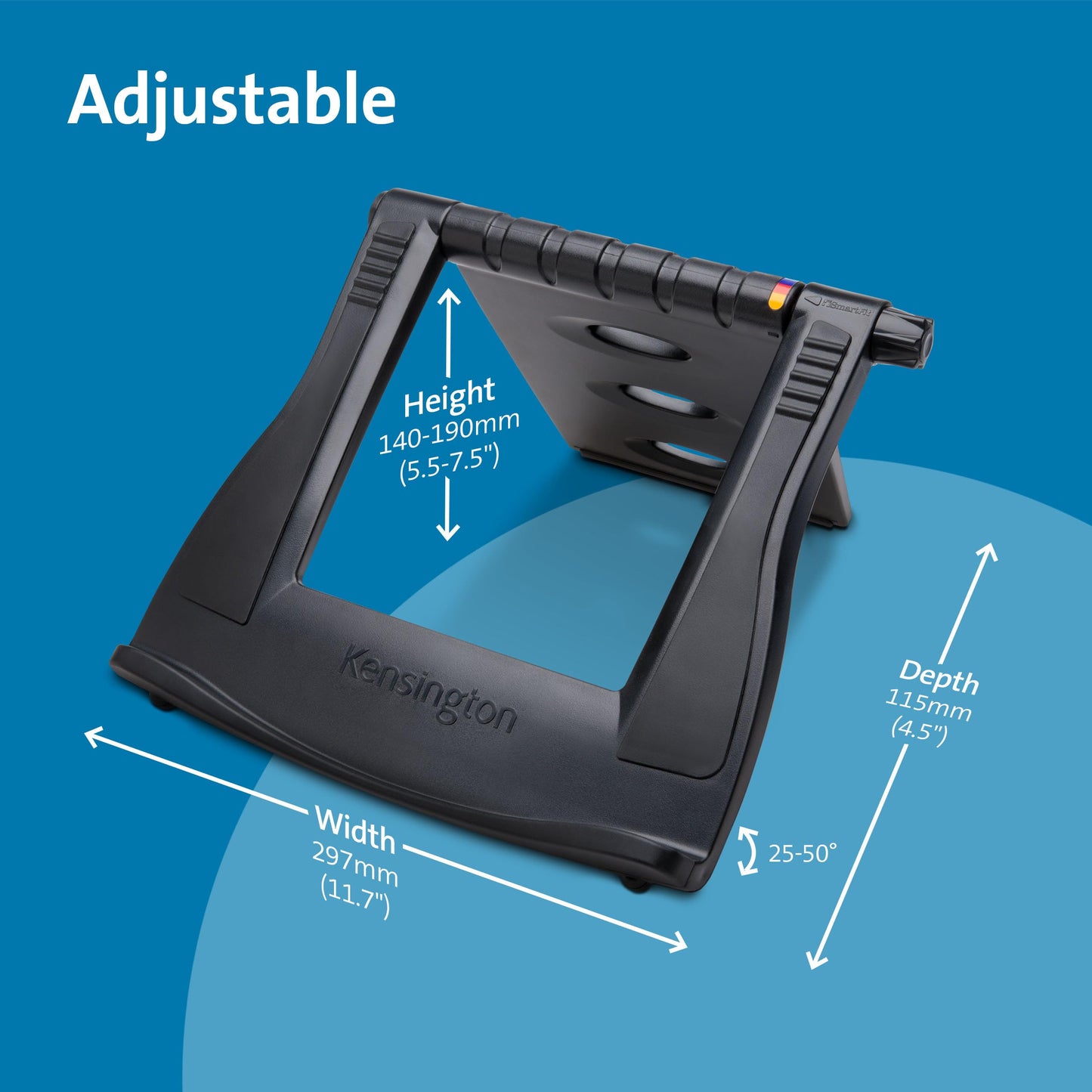 Kensington SmartFit Easy Riser Laptop and Tablet Cooling Stand - Fits Wacom, iPad Pro and Other Tablets and laptops - Black (K52788WW), 12.8" x 11" x 1.6"