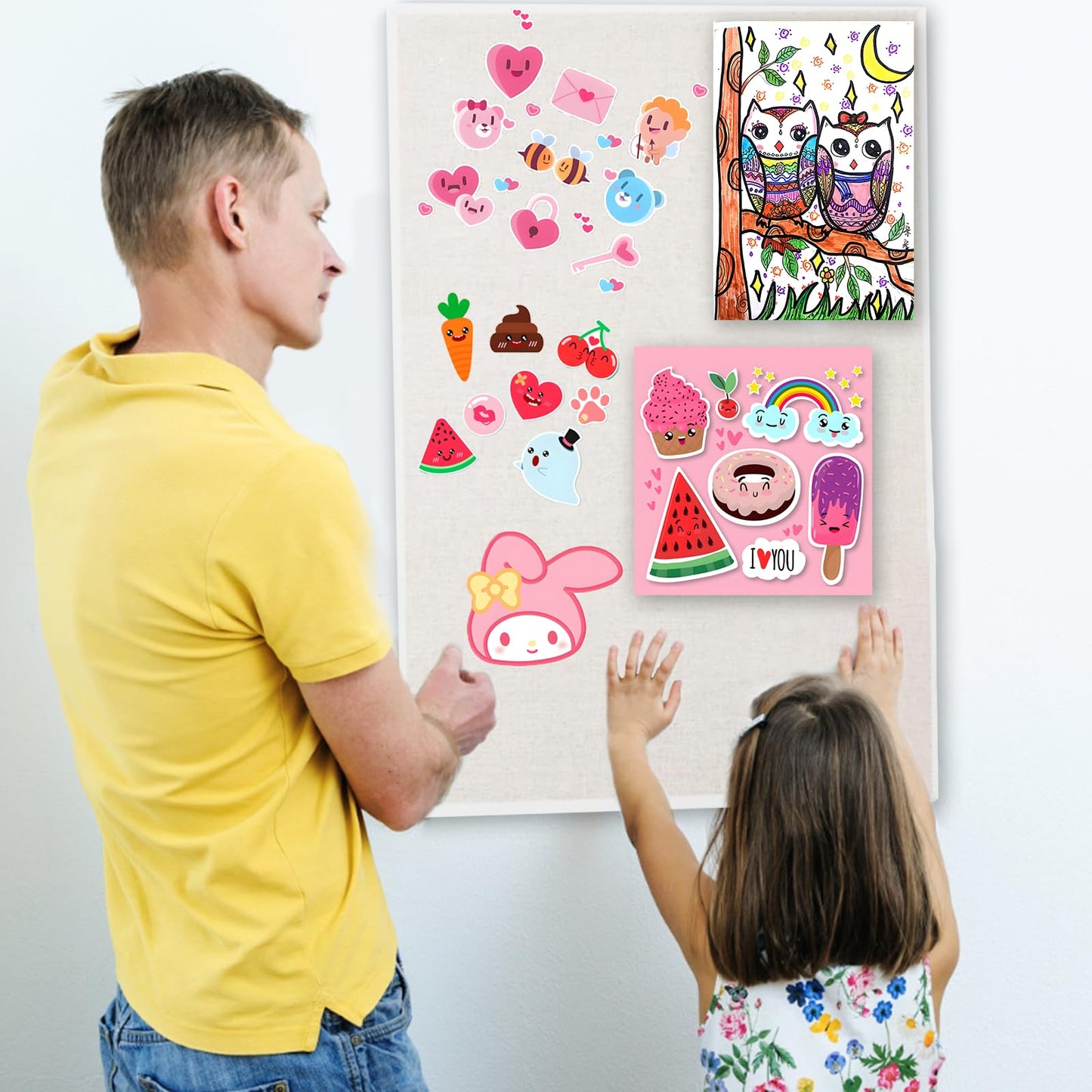 AMKIOKIO 24x36 Inch White-Framed Linen Cork Board - Stylish Home Decor, Versatile Pinning Surface, Includes Hanging Kit