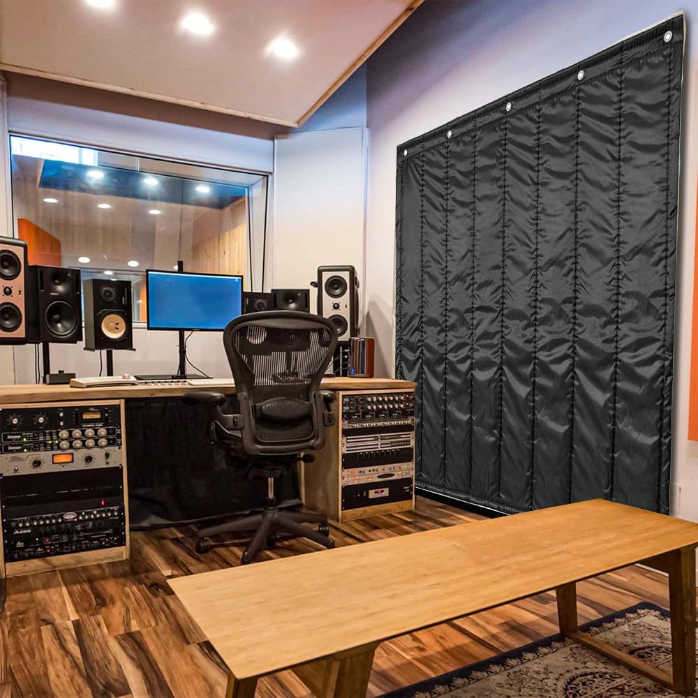 37.5”×86.6”Large Sound Absorbing Curtain Soundproofing Panels Sound Proof Curtains Sound Dampening Blanket For To Reduce Light Blocking (Black, 37.5'' x 86.6'')