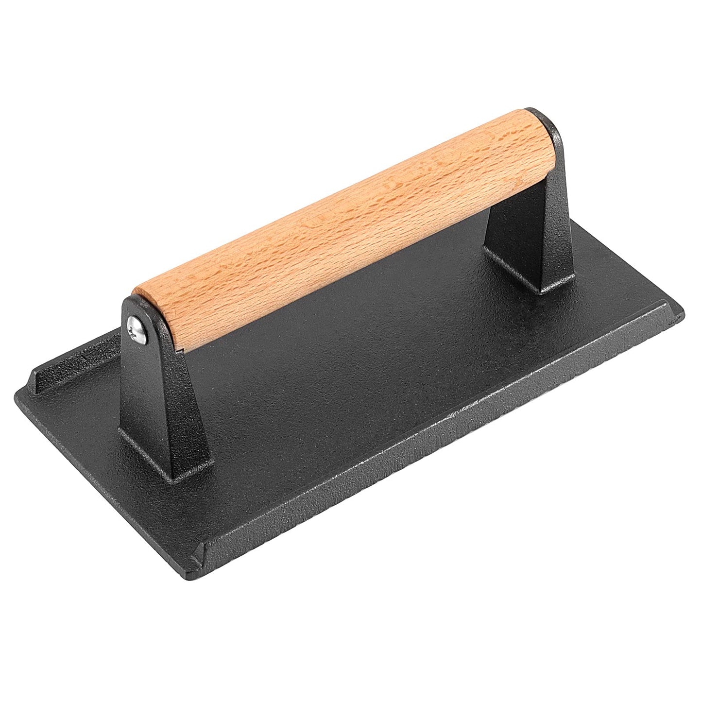 HEIHAK 2 Pack 8 x 4 Inch Cast Iron Steak Weight, Flat Heavy Weight Grill Press with Wooden Handle, Steak Weights for Grill Burgers Bacon Bread