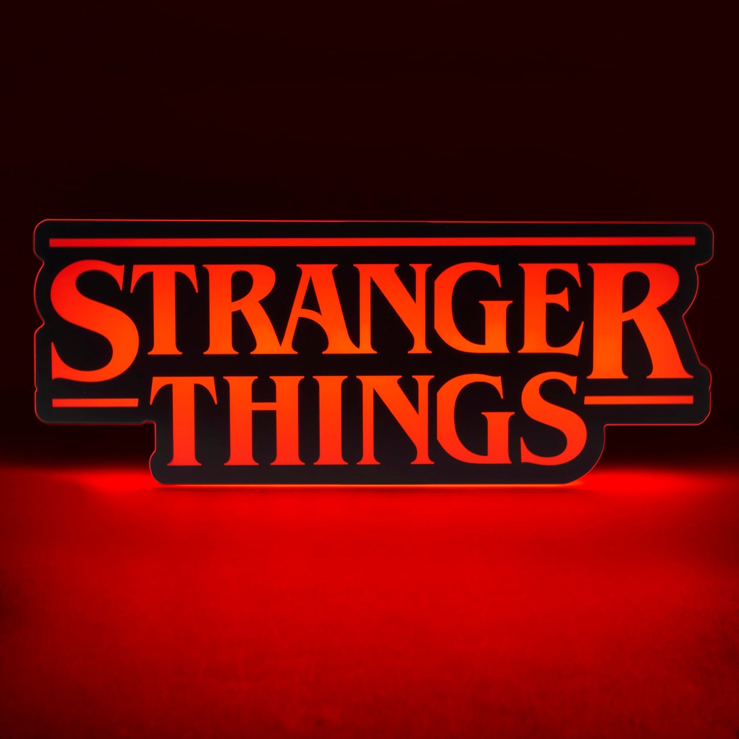 Stranger Things Shaped Logo Light, 30cm (11.8") Wide Wall or Desk Lamp with USB or Battery Power, Phase & Pulse Modes, Officially Licensed Netflix Merchandise - Paladone