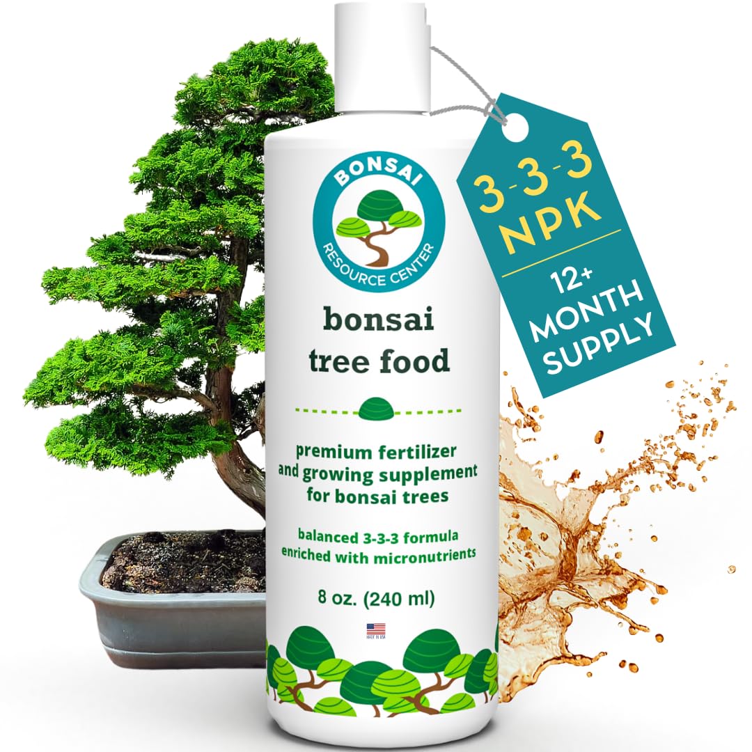 Bonsai Tree Food | Premium, Gentle Liquid Fertilizer for Healthy Growth, Strong Stems and Beautiful Blooms | 3-3-3 Balanced NPK Concentrate | 8 oz (240 ml)