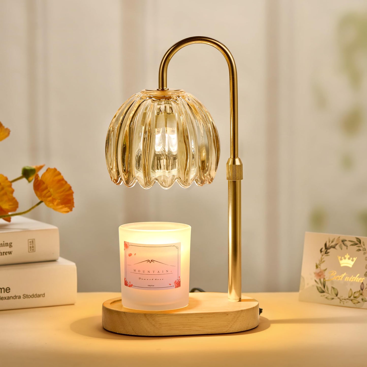 Heymirro Candle Warmer Lamp with Timer Dimmer Adjustable Height, Wax Warmer Lamp for Jar Candles with 2 Bulbs, for Home Decor, Mother's Day, Christmas Gifts for Women