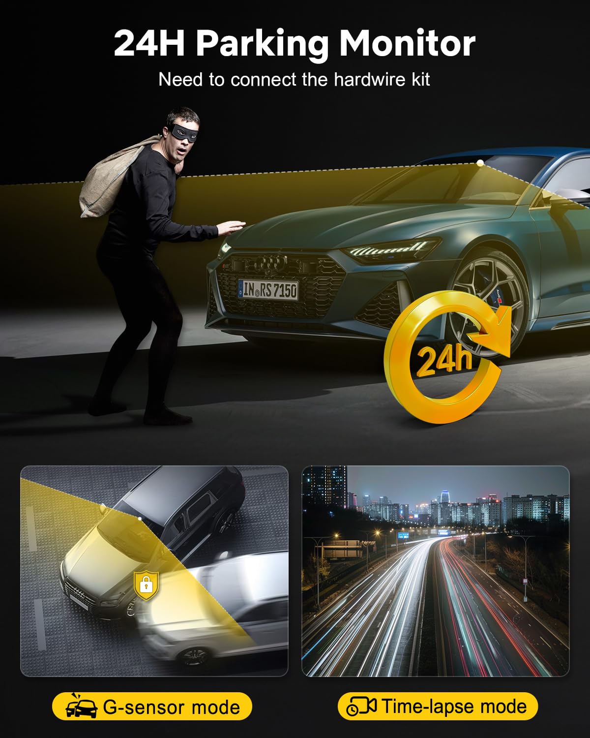 GKU 4K Dash Cam Front and Rear Camera, 3.18" Touch Screen, Dash Camera Built-in 5G WiFi & GPS, 4K+1080P Dashcams for Cars Support 512GB Max, Night Vision, 24H Parking Mode, G-Sensor (D700-CA)