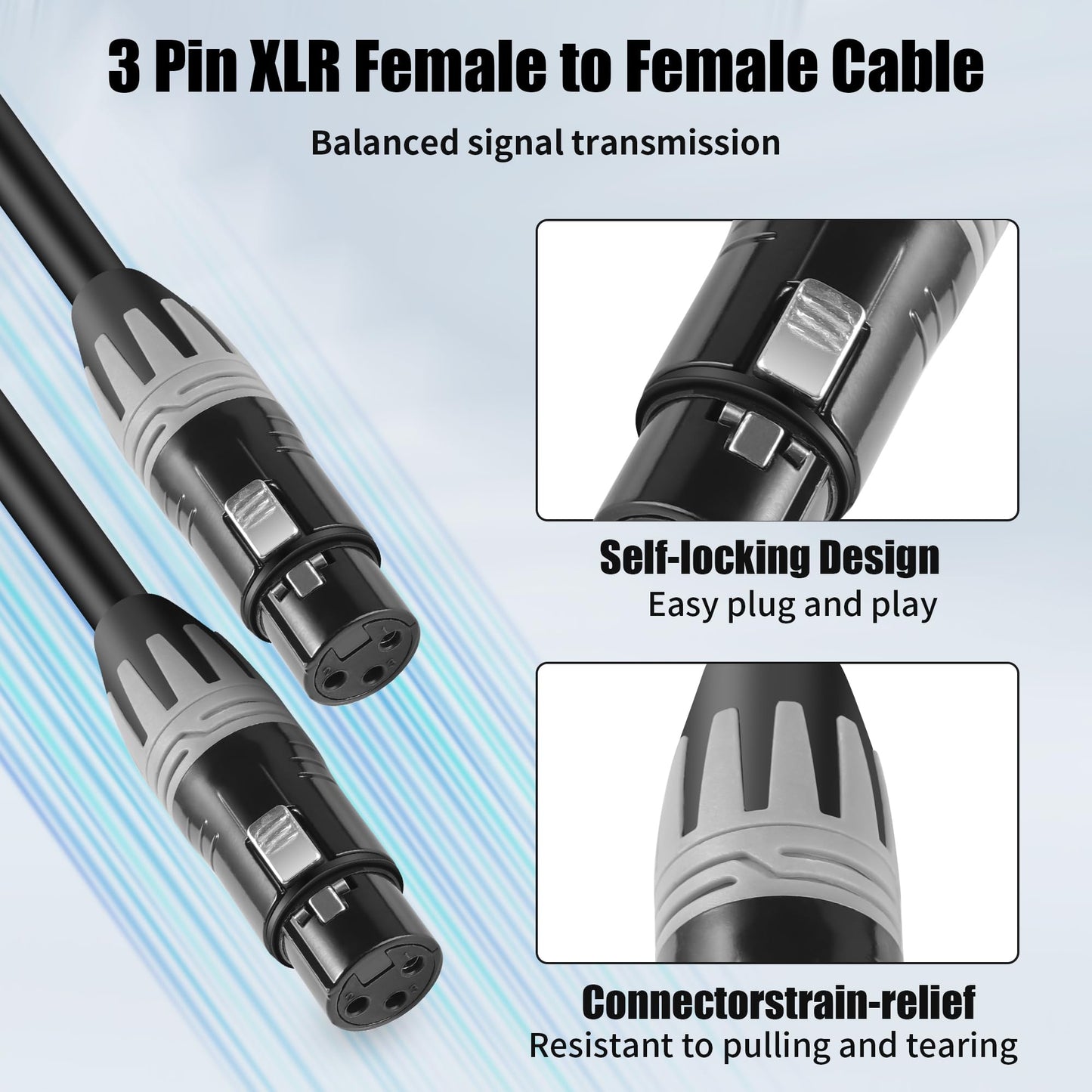 SMALL-EYE XLR Cables 25 Ft 3-Pin XLR Female to Female Microphone Cables Pro Grade 22 AWG (OFC) Balanced XLR Patch Cables- 2 Pack
