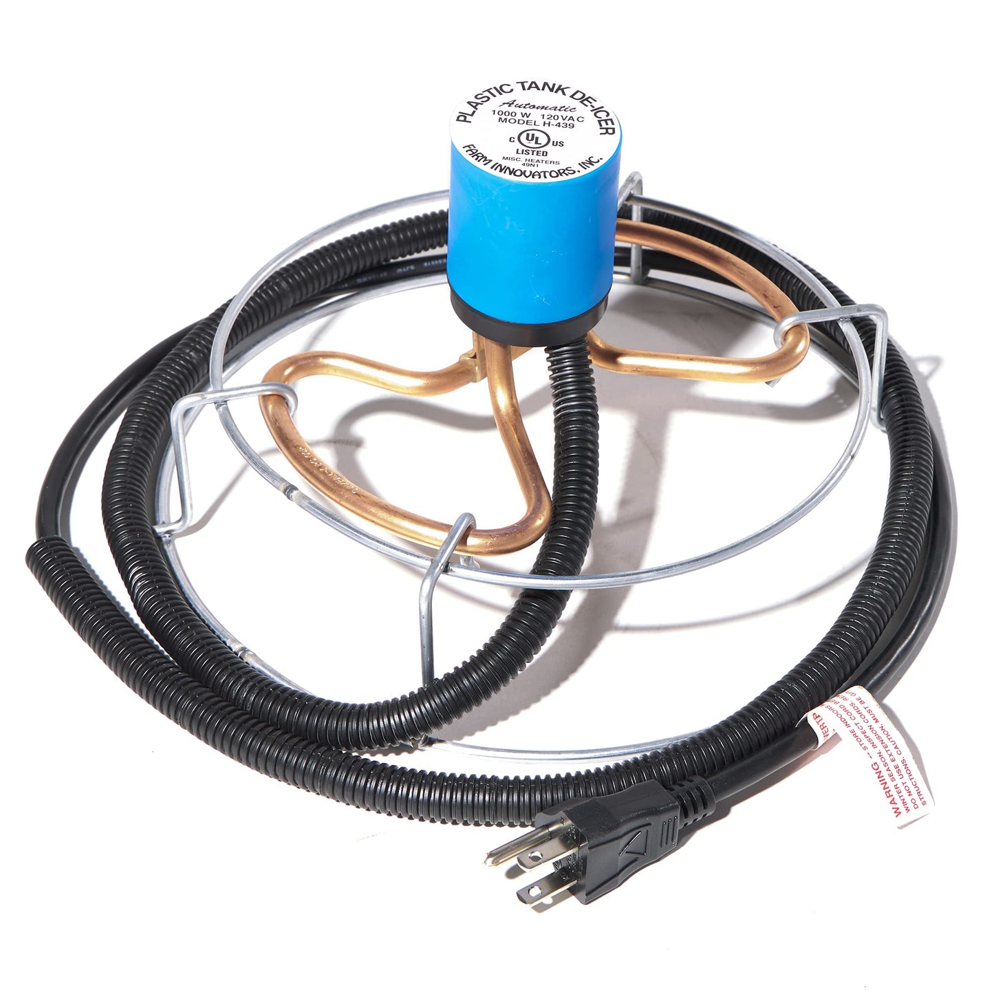 Farm Innovators Model H-439 Economical Submergible Tank De-Icer with Attached Guard, 1,000-Watt