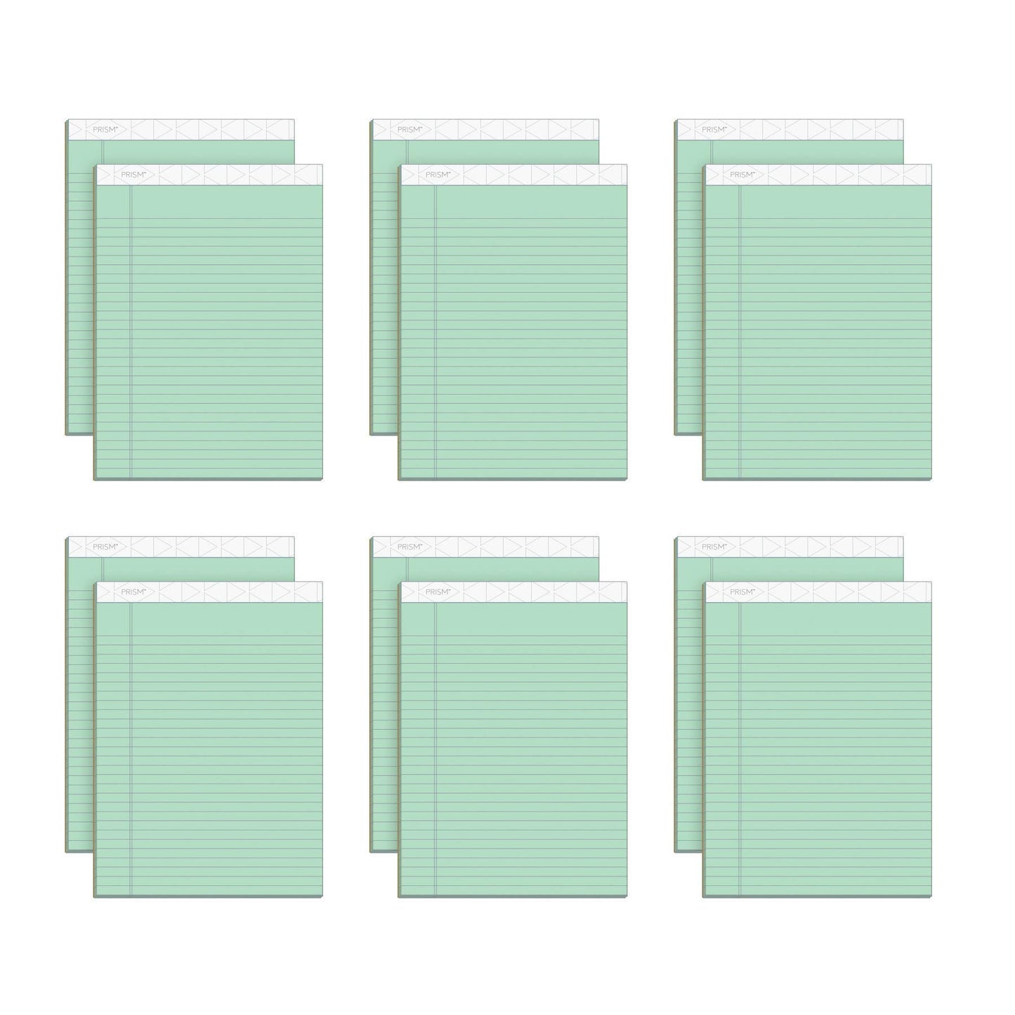 TOPS Prism Plus 100% Recycled Legal Pad, 8-1/2 x 11-3/4 Inches, Perforated, Green, Legal/Wide Rule, 50 Sheets per Pad, 12 Pads per Pack (63190)