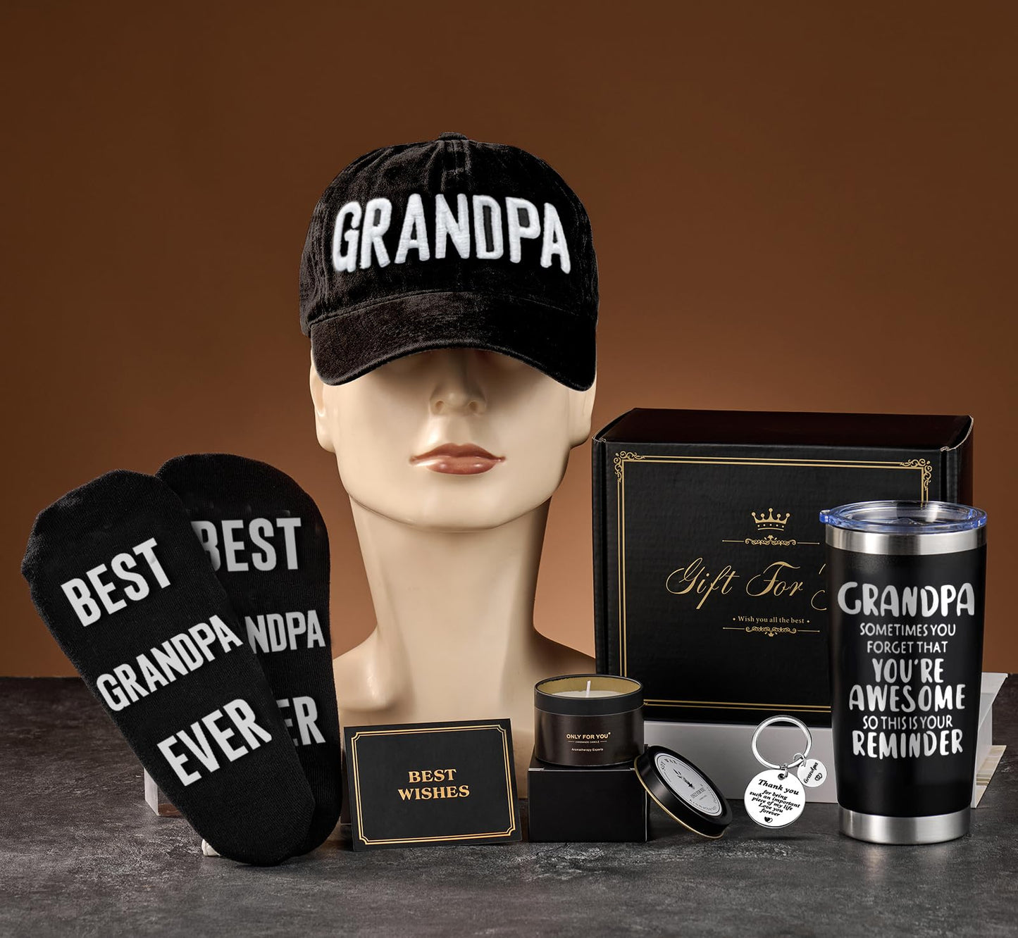 Grandpa Fathers Day Gift, Gifts for Grandpa from Grandkids, Birthday and Christmas Gifts, Black