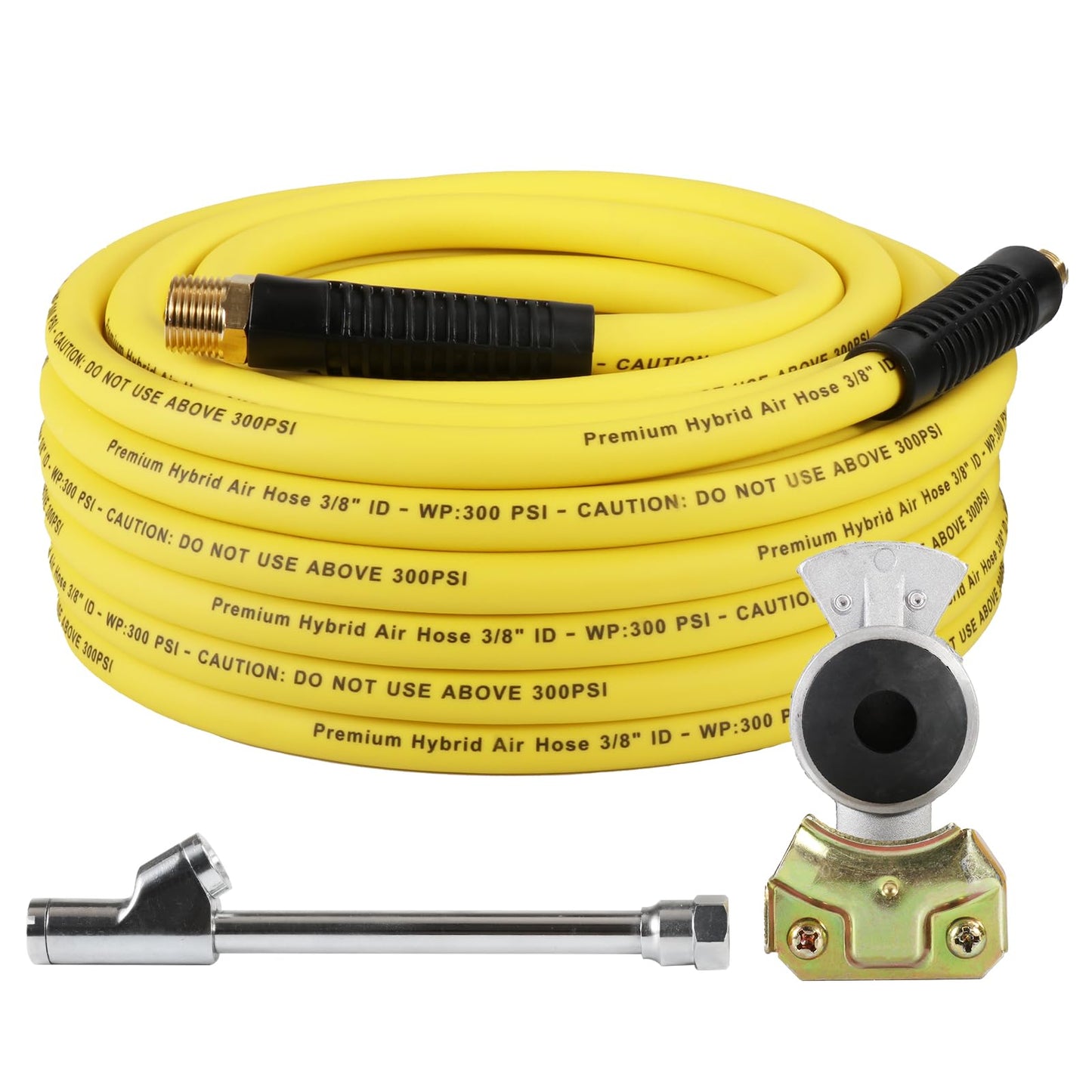TIROL Glad Hand Air Hose Tire Inflator Kit 3/8 in x 50 ft Heavy Duty Hybrid Air Hose for Semi Truck Tractor Trailer, Lightweight Truck Inflator Kit with 1/4" NPT and 1/2" NPT Endings