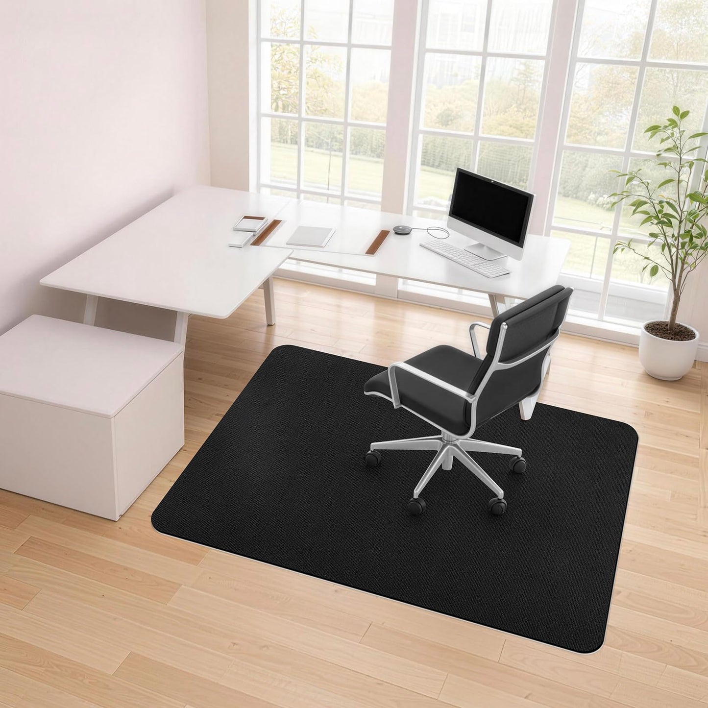 SHIEN Office & Gaming Chair Mat 100 X 140cm - PVC Carpet Floor Mat Non Slip, Desk Chair Floor Protector Rug Pad, Indoor Computer Chair Mat for Hardwood Floors & Home Office Use (Black, 100 * 140cm)