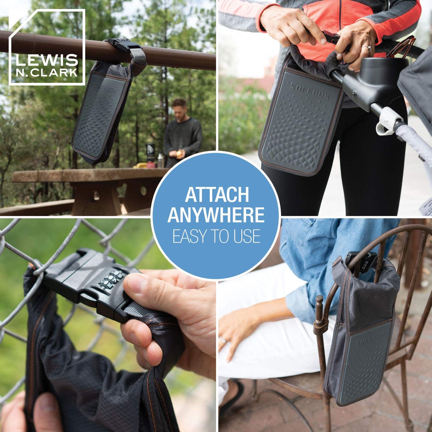 Lewis N. Clark Safebox Portable Safe with Anti Theft Combination Lock and Slash Resistant Material to Protect Wallet