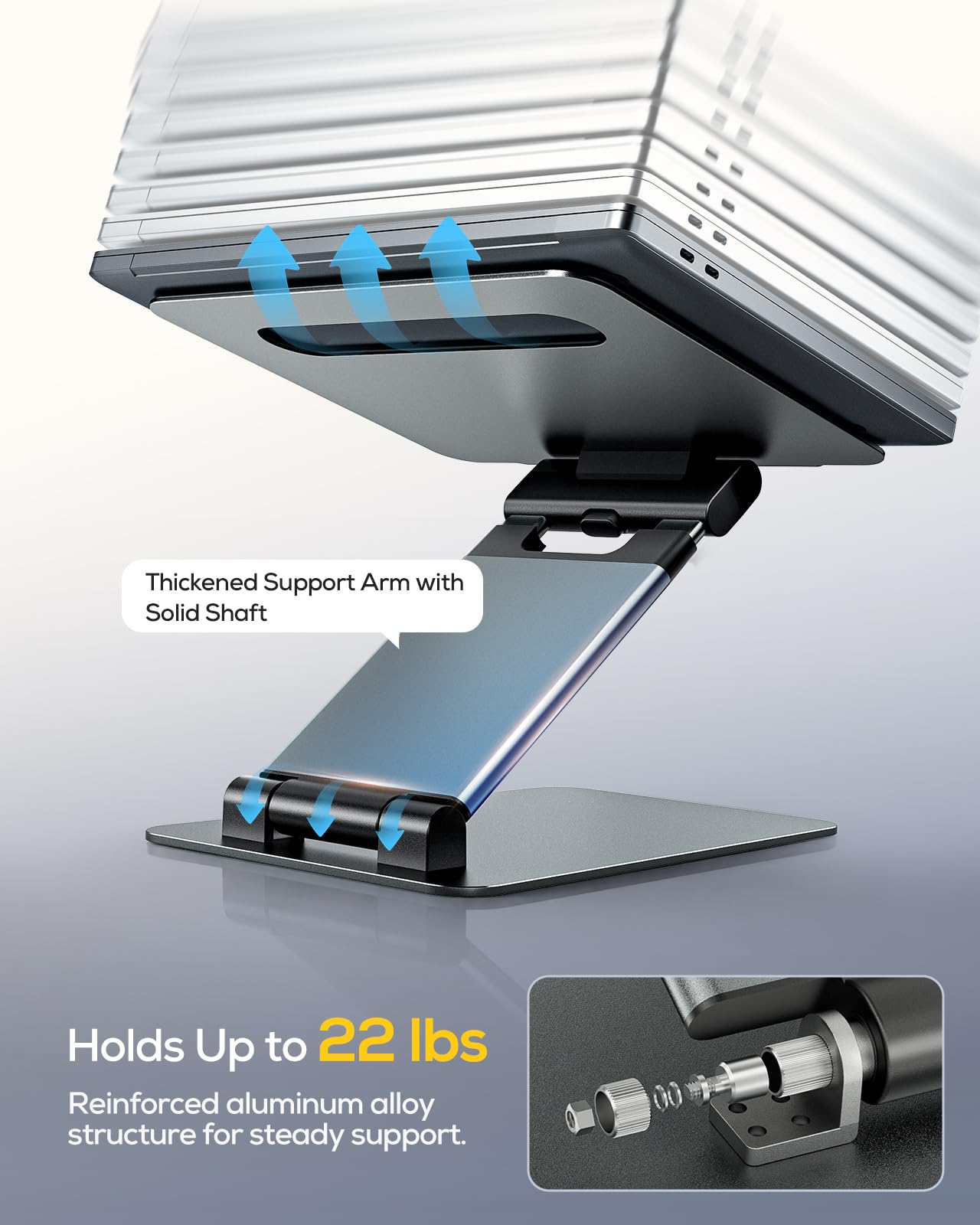 Nulaxy Laptop Stand for Desk, Ergonomic Sit to Stand Laptop Holder Convertor, Adjustable Height from 1.2" to 20", Supports up to 22lbs, Compatible with All Laptops Computer Tablets 10-17", Gray