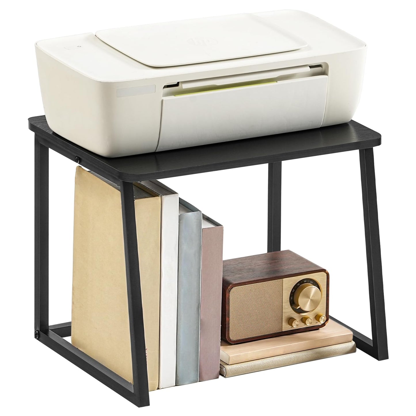 HOOBRO Printer Stand with Storage for Desk, 2-Tier Desktop Printer Shelf, Desk Organizer for Office, Kitchen, Living Room, Black BB16PS01