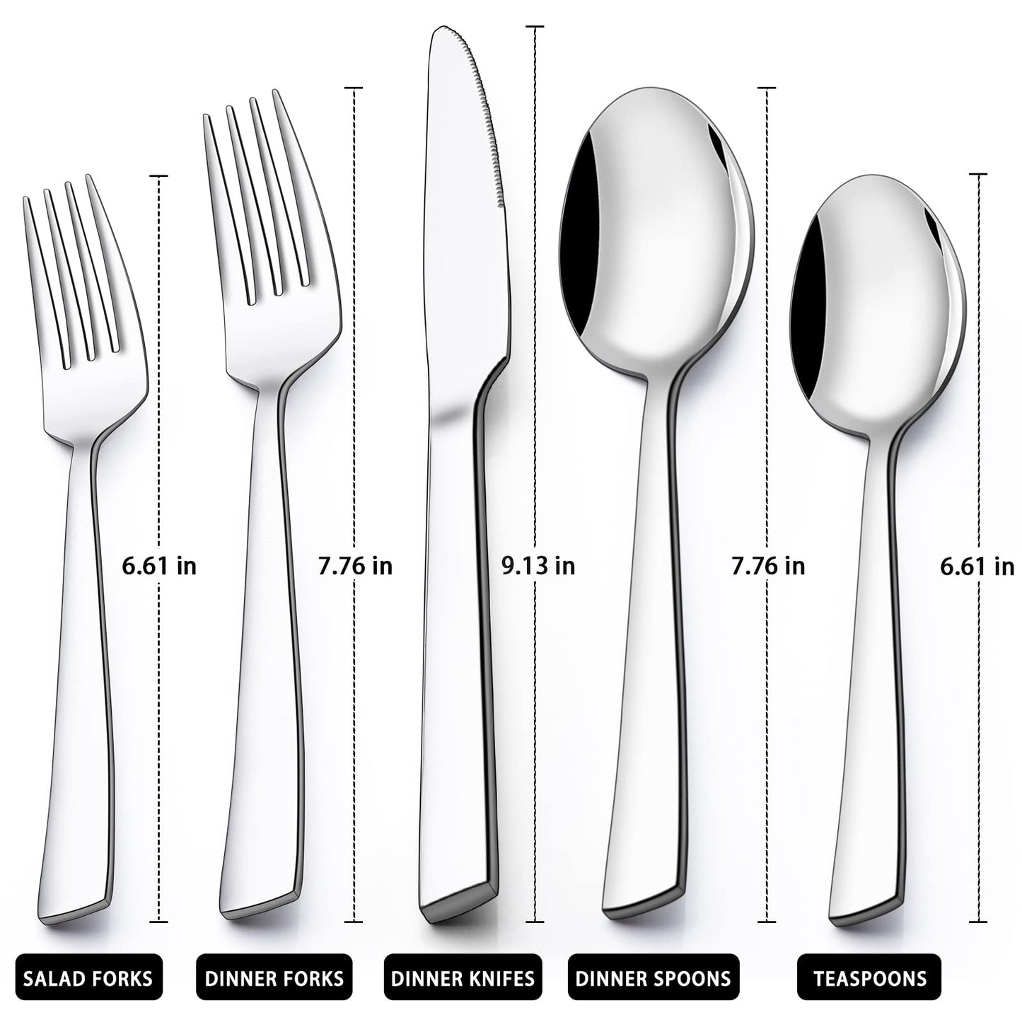 60-Piece Silverware Set, Stainless Steel Flatware Set for 12, Food-Grade Tableware Cutlery Set, Utensil Sets for Home Restaurant, Mirror Finish, Dishwasher Safe