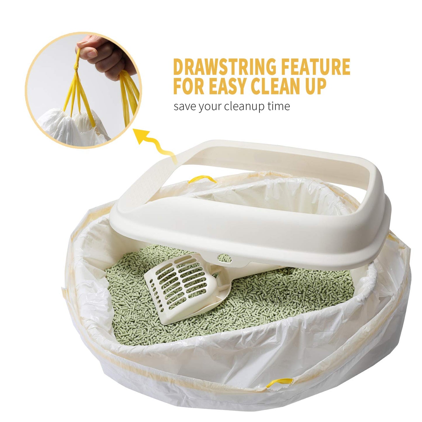 KONE Cat Litter Box Liners Jumbo 45 x 18 inch Heavy Duty Drawstring Bags 20 Count