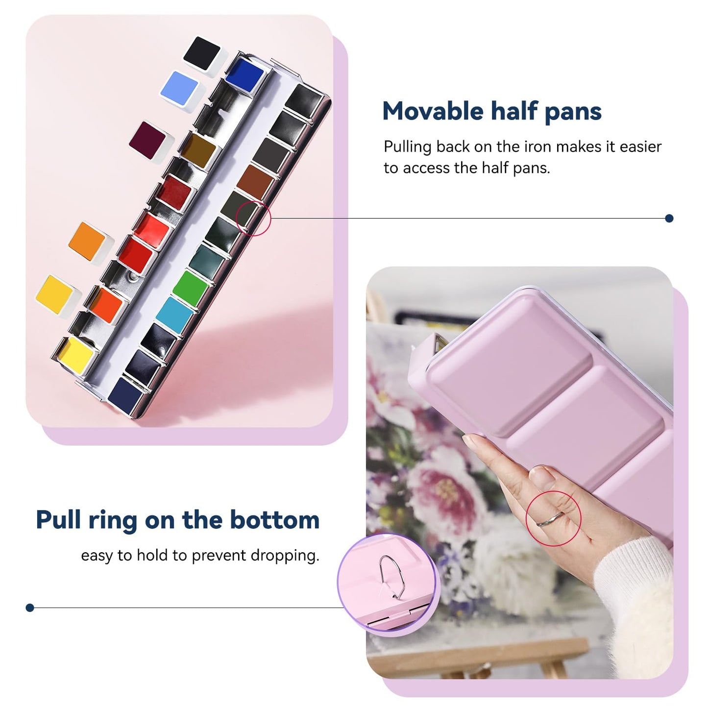 Paul Rubens Watercolour Paint Set, 24 Vibrant Floral Colors Artist Grade Watercolor Paint with Metal Box Case, Art Supplies for Beginners Students Artists