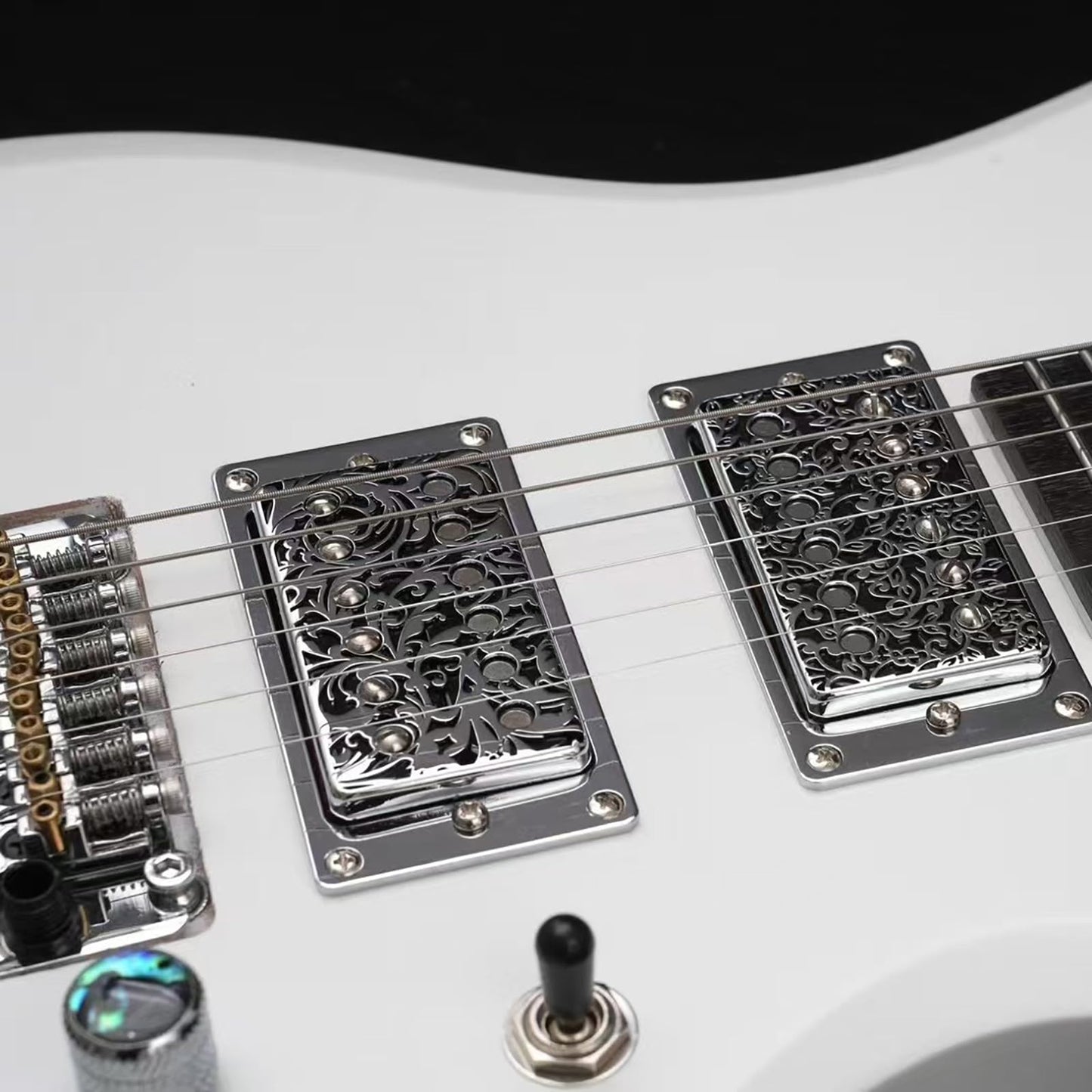 OVSAL 2 PCS Guitar Pickup Covers Chrome 50mm/52mm Pole Spcing Pickup Covers Brass Humbucker Guitar Pickup Cover Neck Bridge Pickup Covers for Epiphon Les Paul Lp Electric Guitar
