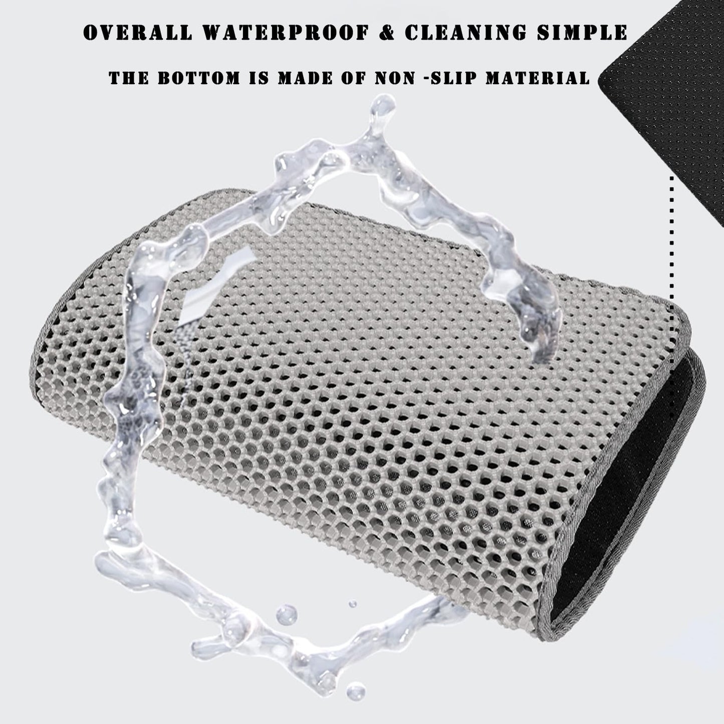 HCY&WLD Cat Litter Mat, 45x26/35x24/30x22/24x18 Inch Double Layer Cat Litter Box Mat, EVA Non-Slip, Waterproof Urine Proof Cat Litter Catcher Mat, Easy Clean Scatter Control (30x22 Inch, Khaki)