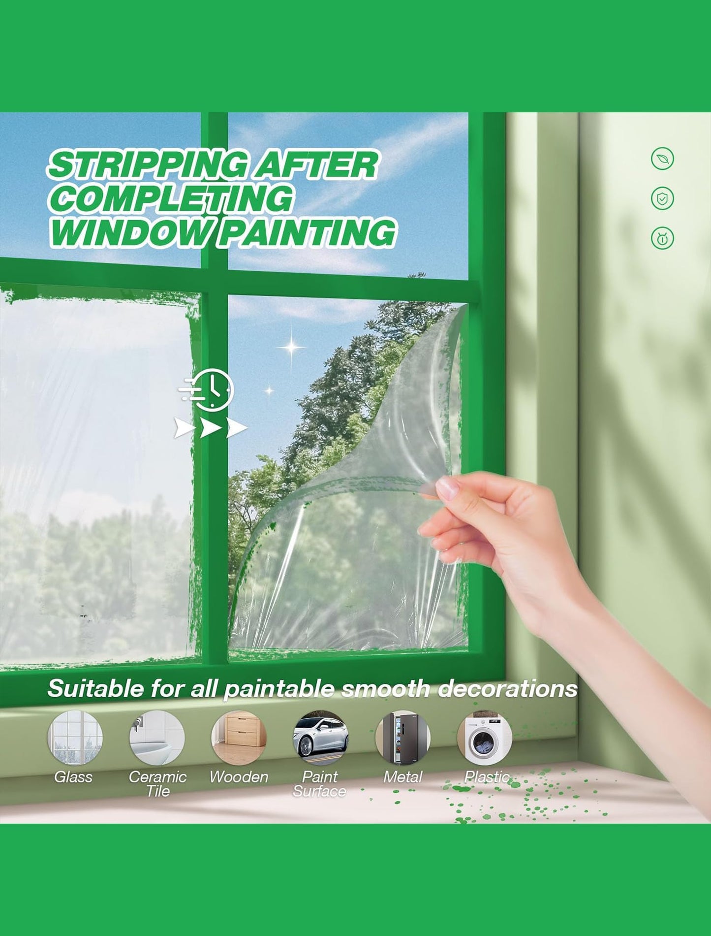 E-SDS Masking Liquid Tape, Transparent Peelable Coating, Used for Priming Window Painting, 1 Quart