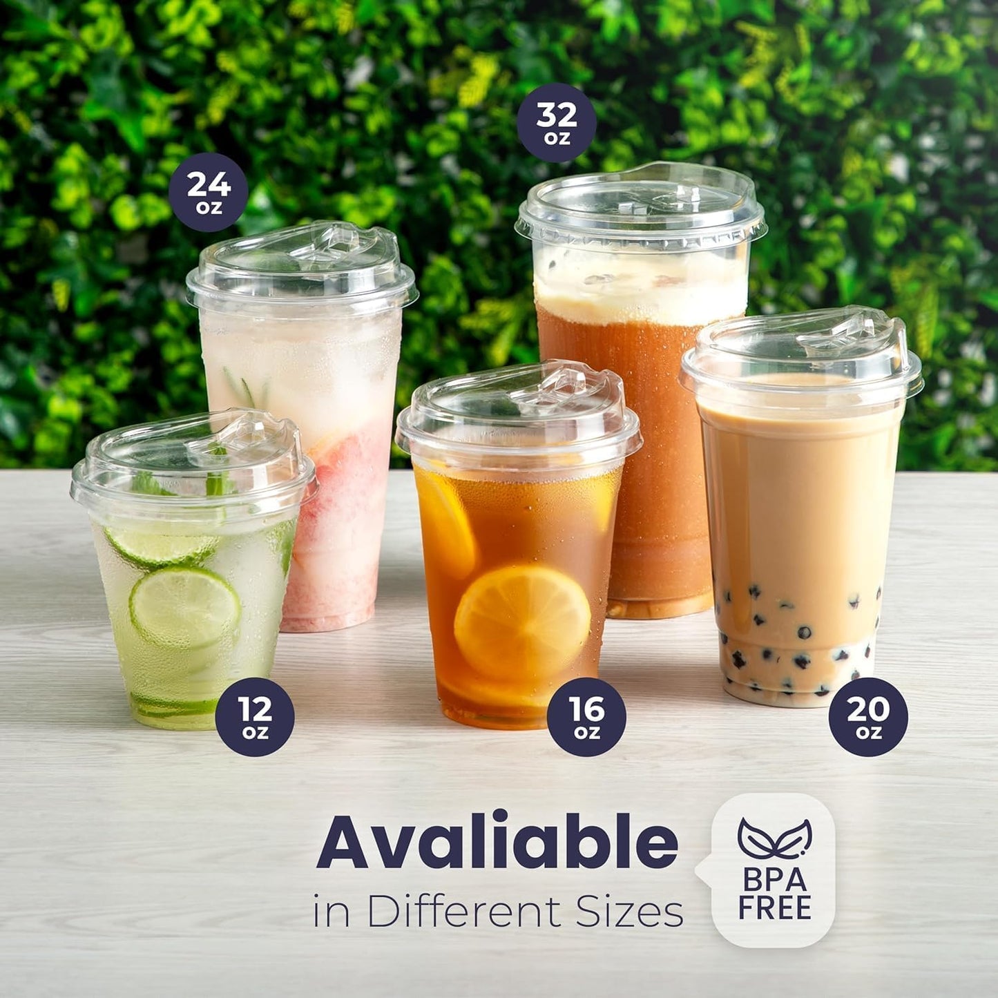 Fit Meal Prep 100 Pack 20 oz Clear Plastic Cups with Strawless Sip Lids, Disposable Plastic Coffee Cups with Lids, To Go Cups for Iced Coffee, Smoothies, Soda, Party Drinks, Bubble Tea, Cold Beverage