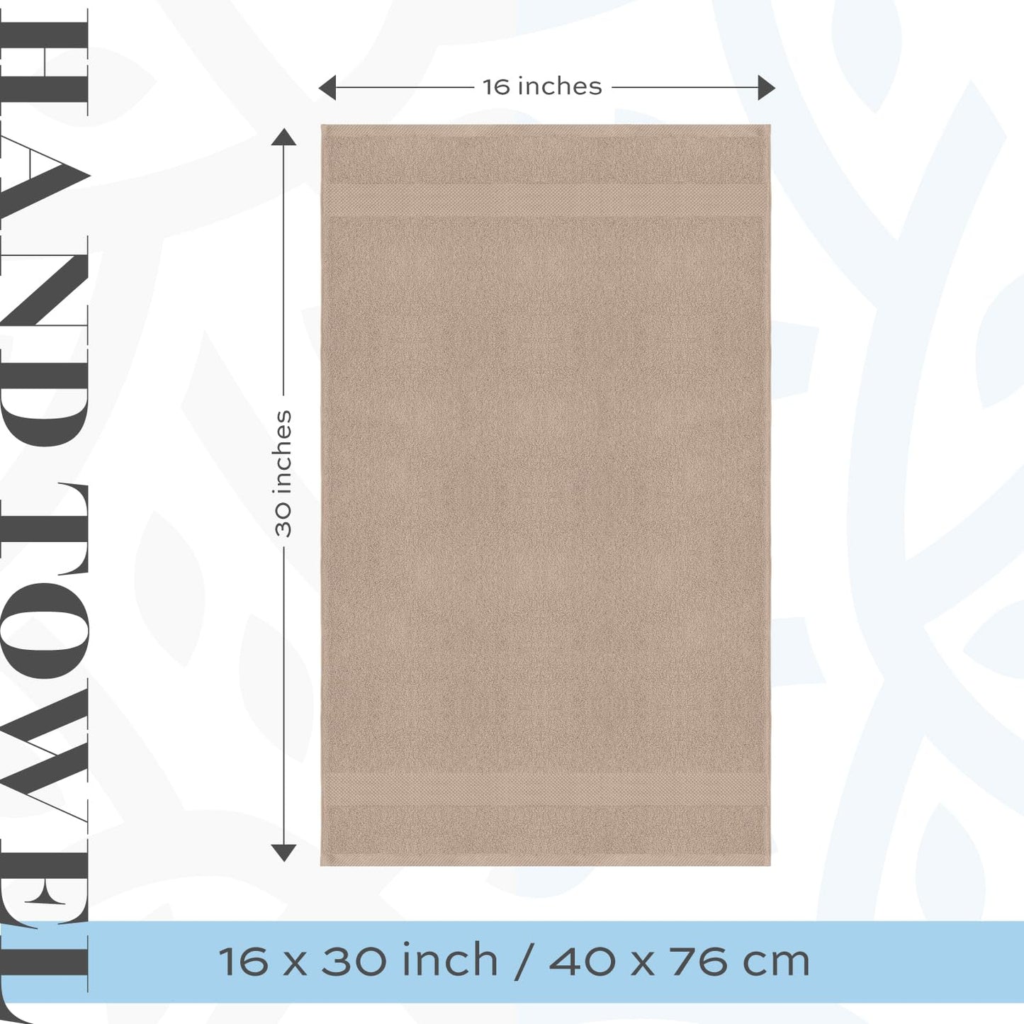 Luxury Taupe Hand Towels - Soft 100% Turkish Cotton | Highly Absorbent Hotel spa Bathroom Towel Collection | 16x30 Inch | Set of 6