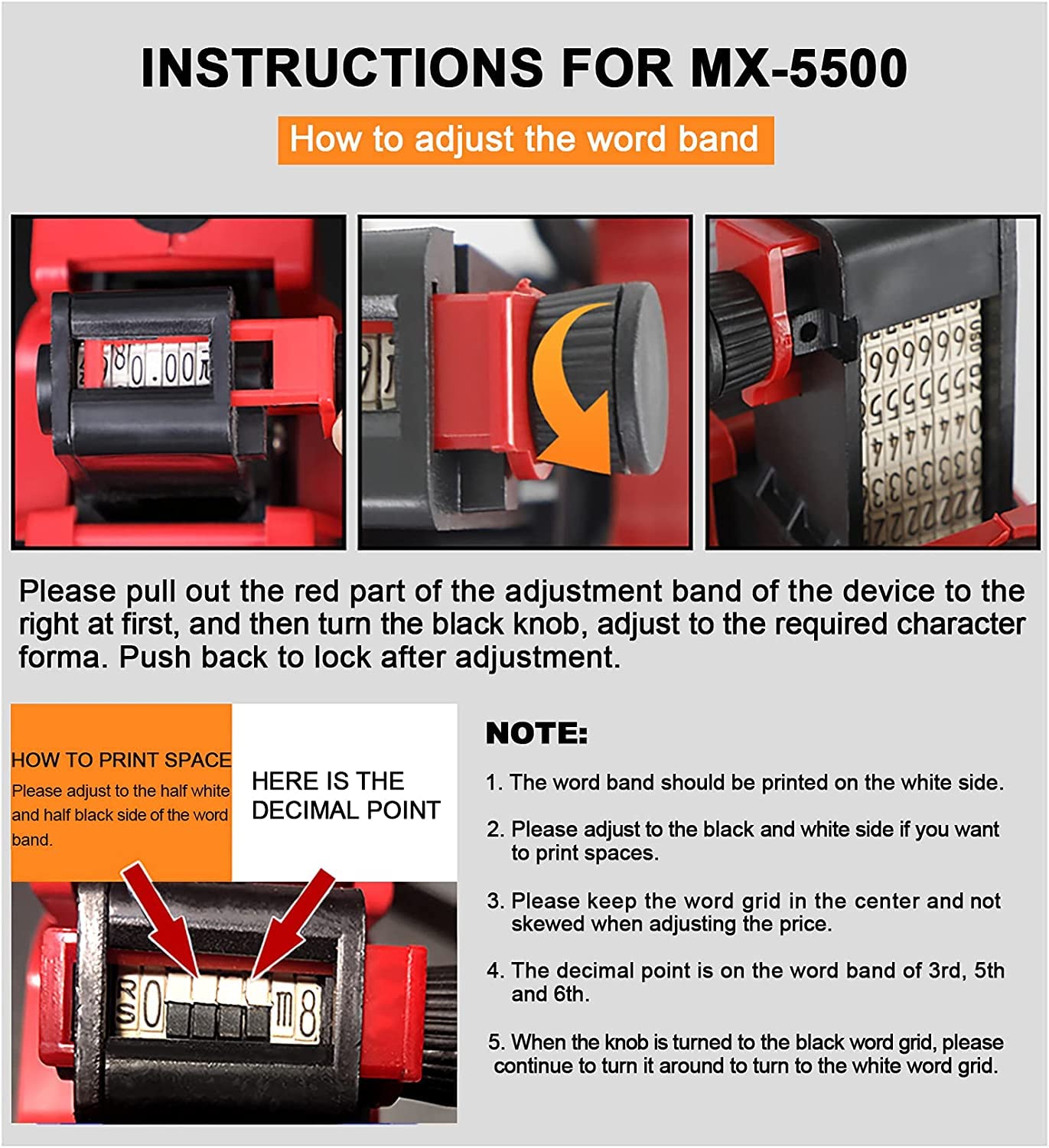 MX5500 Price Labeller - Price Label Gun with 8 Digits, Includes 10 Rolls of Paper and 3 Ink Wheels - Aluminum Alloy with Sticker Labels & Ink Refill for Office, Retail Shop, Grocery Store (Red)