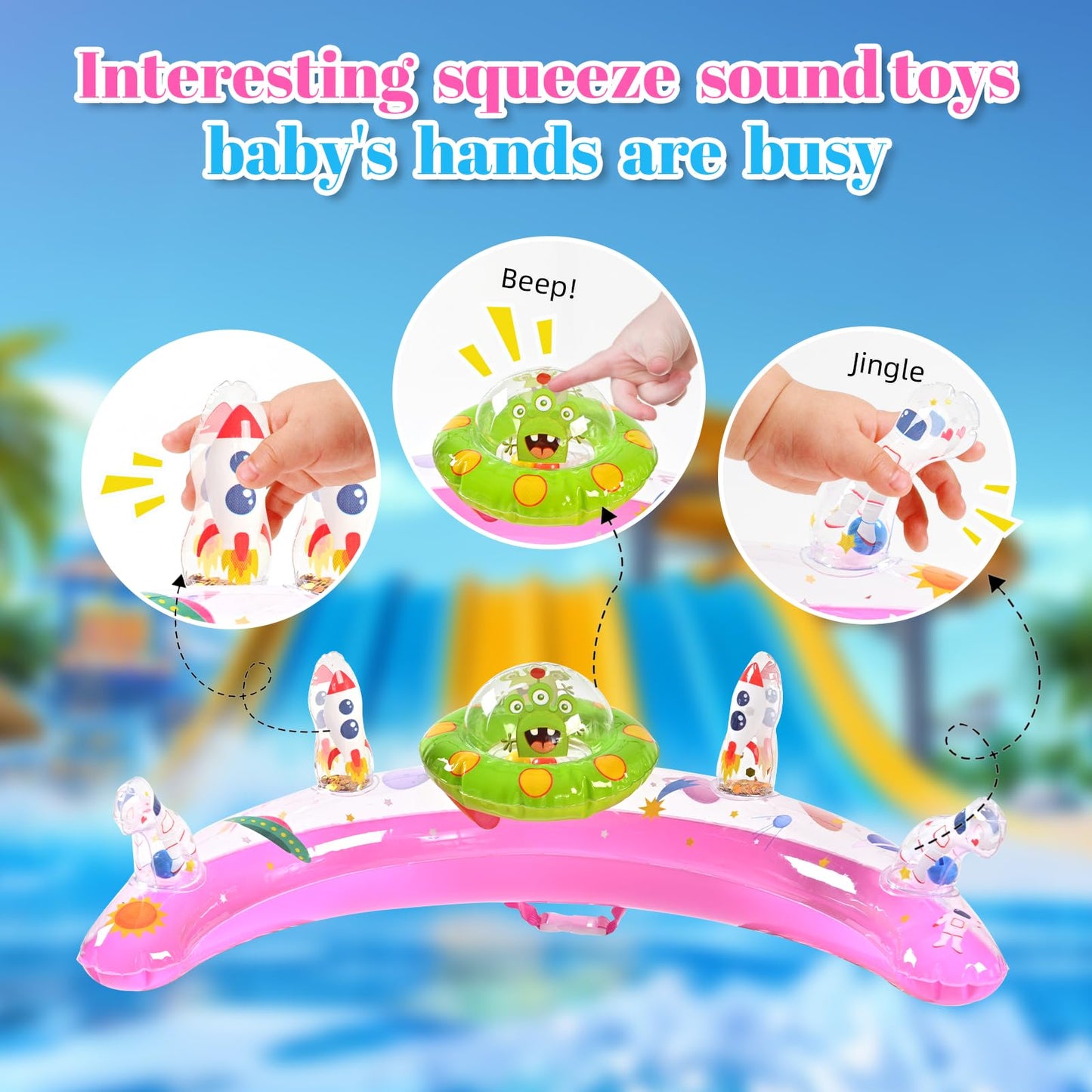 Baby Pool Float for 6-36 Months | Extra Wide Infant Pool Float with UPF50+ Sunshade & Toy Play Console | Baby Floatie with Adjustable Safety Seat, Detachable Canopy, Secure Handle & Safety Leash