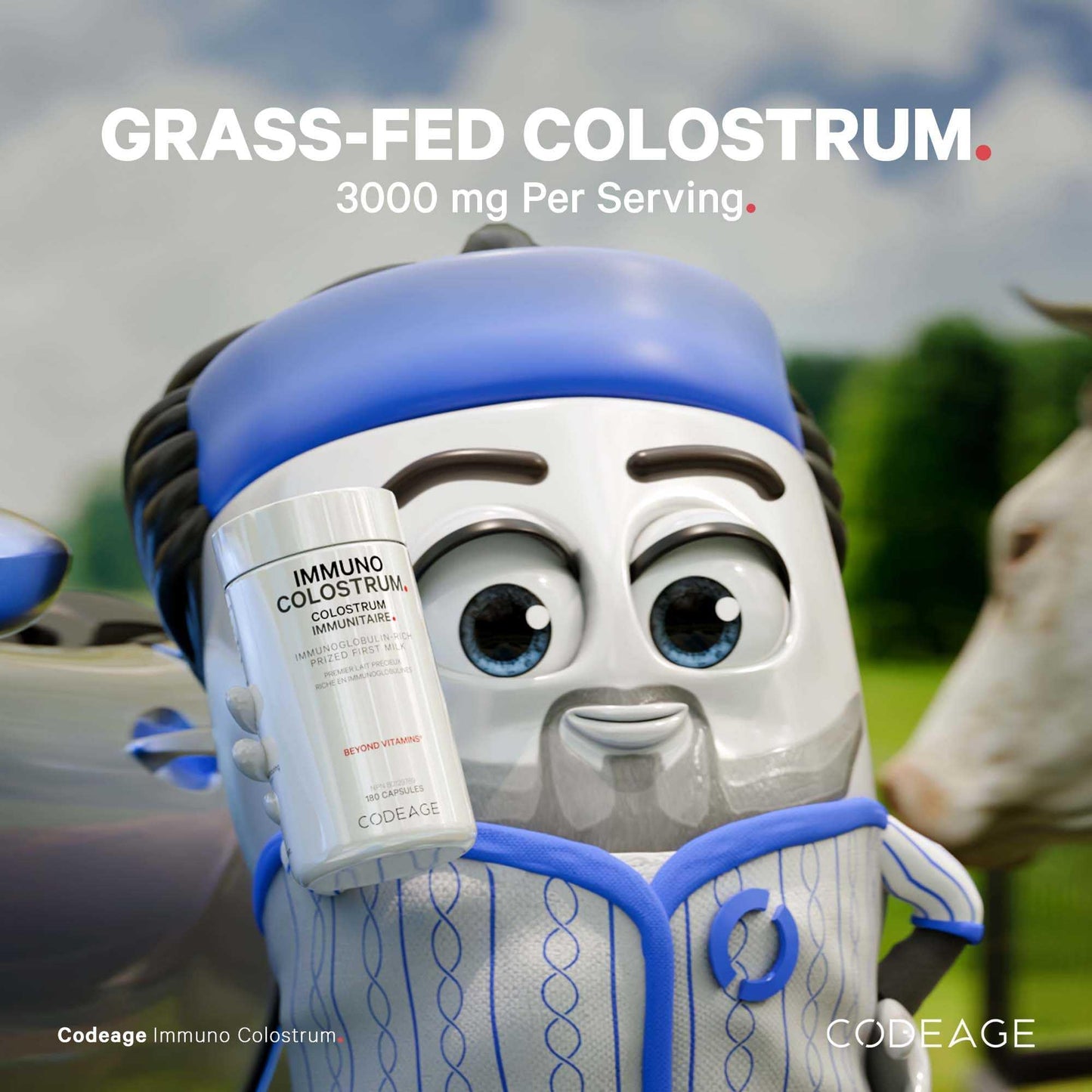 Codeage Immuno Colostrum Supplement - Grass-Fed Bovine Colostrum Pills - Freeze-Dried - Prized First Milk Rich in Immunoglobulins - Cow Colostrum - Colostrum Milk Powder - Non-GMO - 180 Capsules