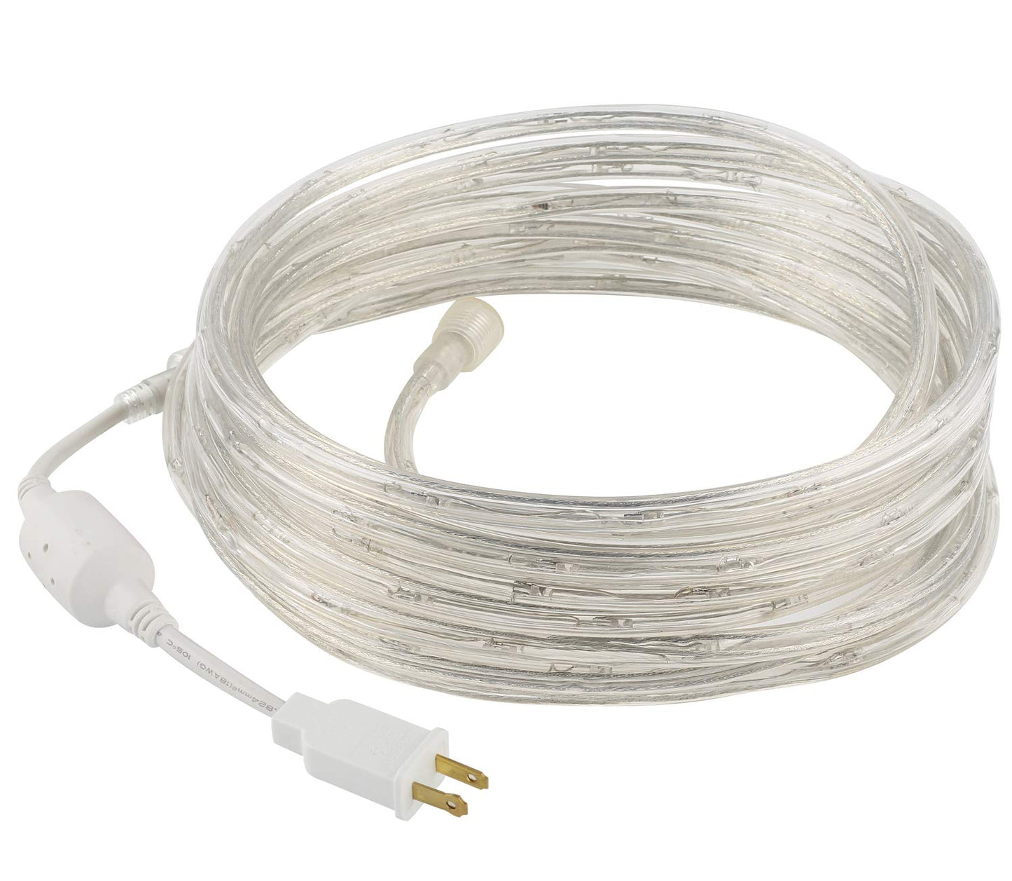 Rope Light CLEAR - for Indoor and Outdoor use 24 Feet (7.3 m) - 10MM Diameter - 288 CLEAR Incandescent Long Life Bulbs Rope Lights