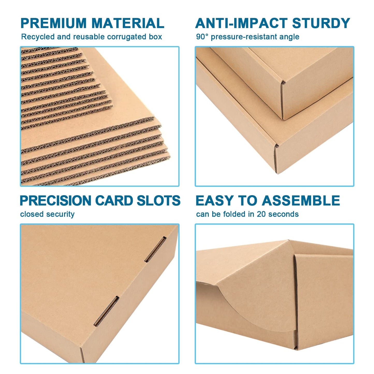 DUZCLI 10x4x4 Shipping Boxes Set of 20, Medium Kraft Corrugated Cardboard Boxes - for Small Business Supplies Packaging, Packing Boxes, Mailer Boxes and Gift Box