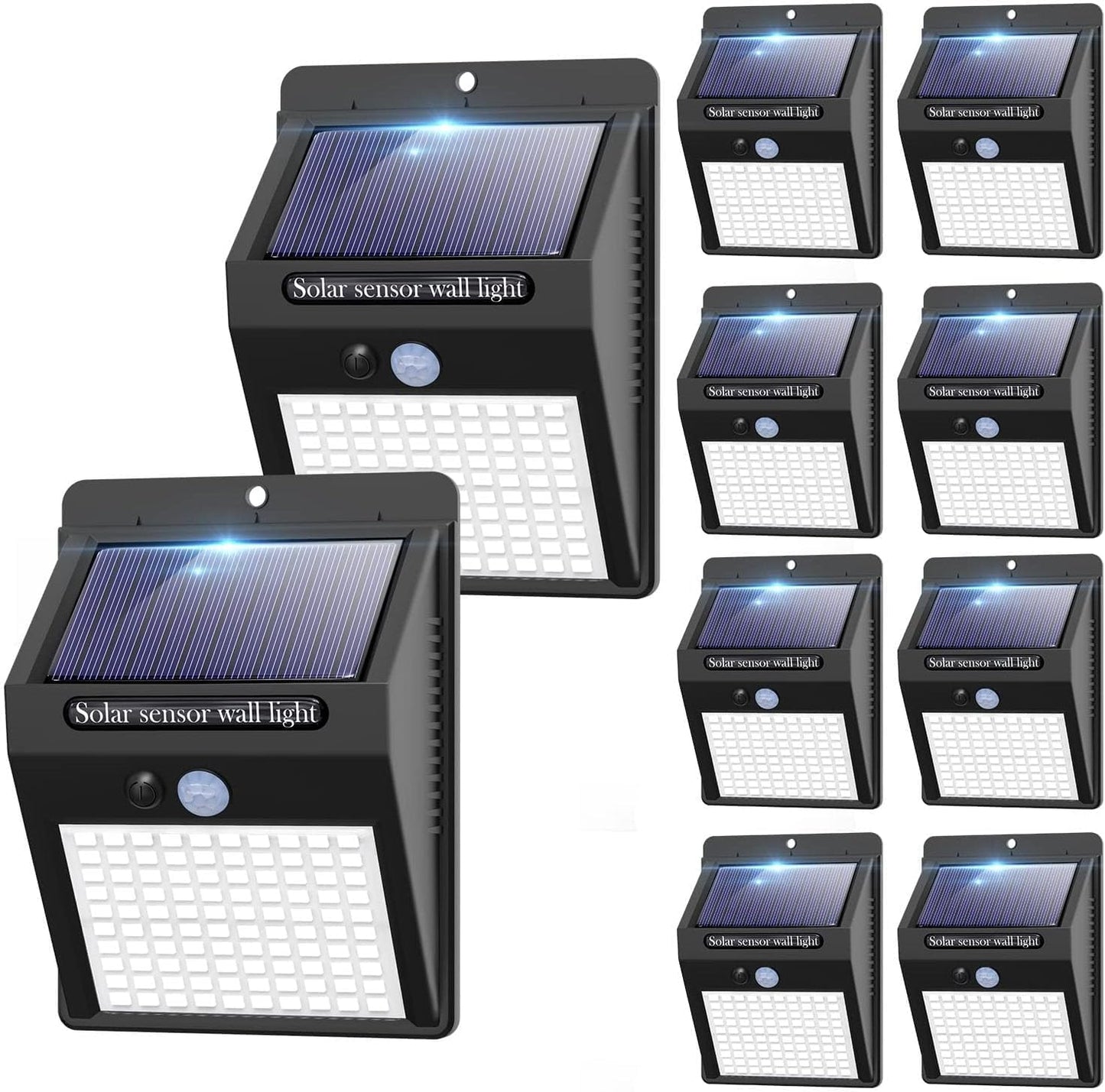 Solar Lights Outdoor, 10 Pack [ 3 Modes/100LED ] Solar Motion Sensor Light Outdoor Wireless IP65 Waterproof Solar Wall Lights Solar Security Lights for Fence Yard Garden Deck Garage