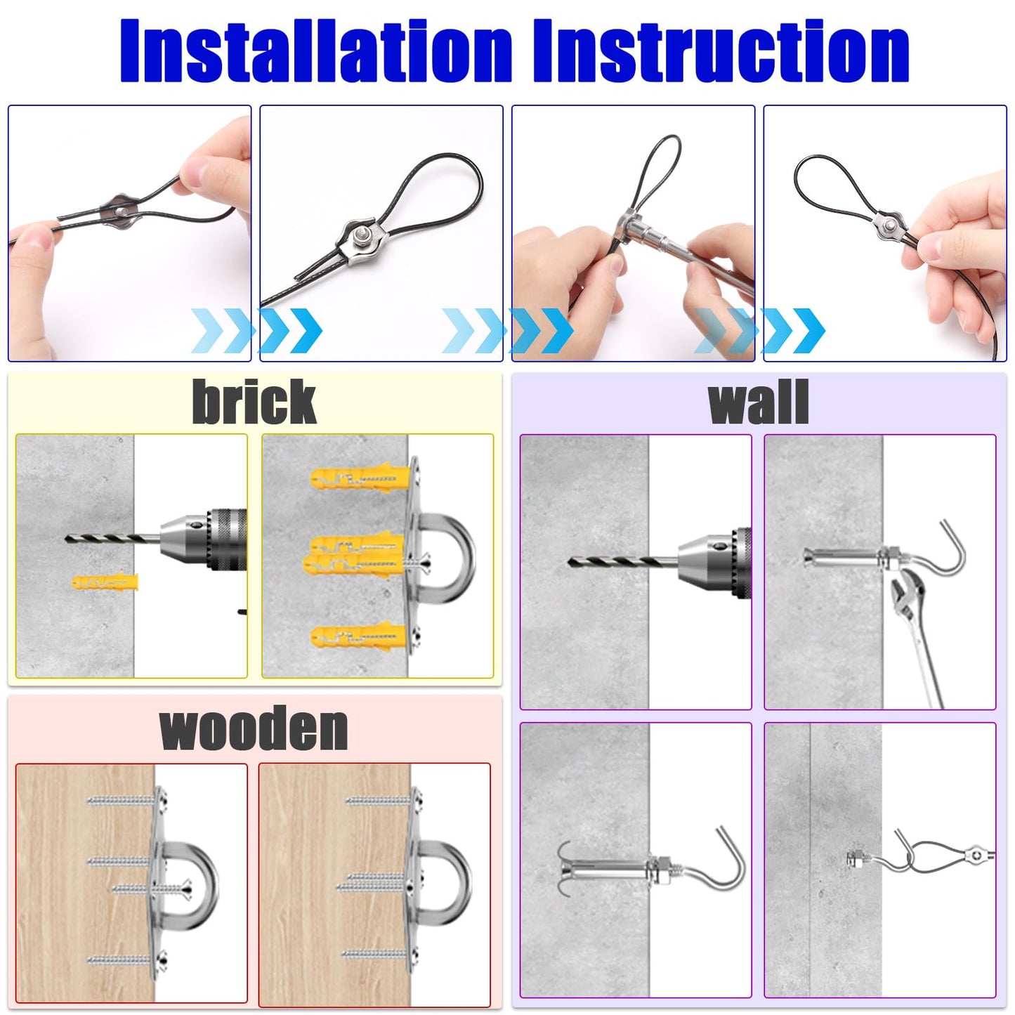 121PCS Sun Shade Sail Hardware Kit, Includes 4pcs 10ft Nylon Coated Cable Wire, 304 Stainless Steel Sun Shade Sail Installation Kit for Triangle Rectangle Shade Canopy for Outdoor Patio