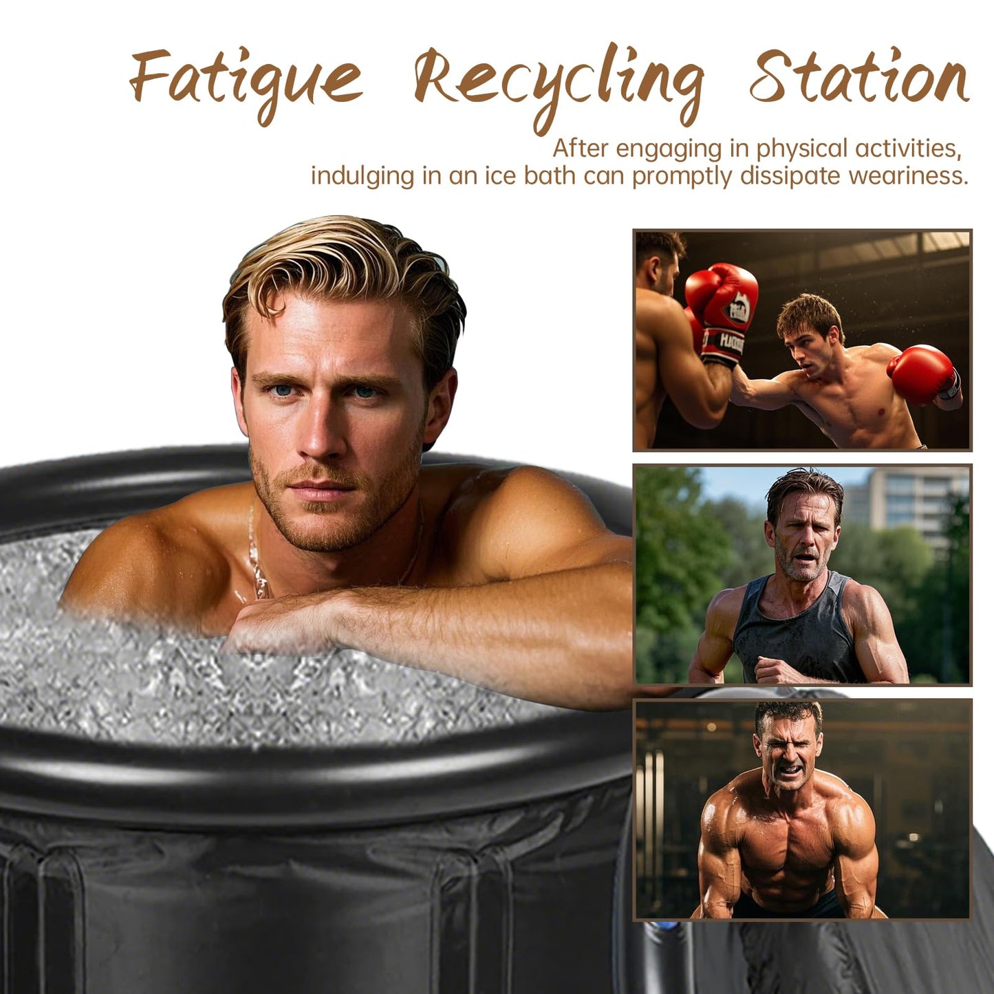 Ice Bath Tub for Athletes - Cold Plunge Tub Portable Ice Bath with Cover for Recovery & Cold Water Therapy, Inflatable Cold Plunge for Indoor Outdoor 85 * 75 cm