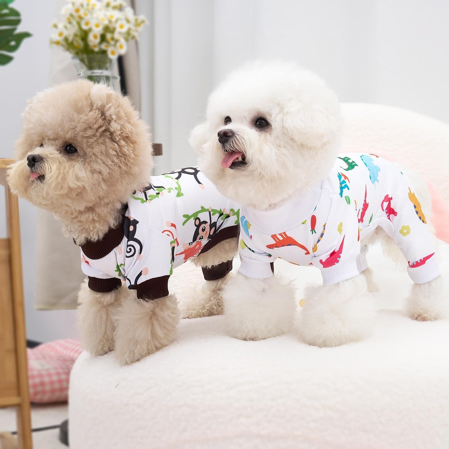 XPUDAC 4 Pack Dog Pajamas Soft Strechy Summer Doggie Clothes for Small Medium Dogs Boy Girl Cat Apparel-2X-Large