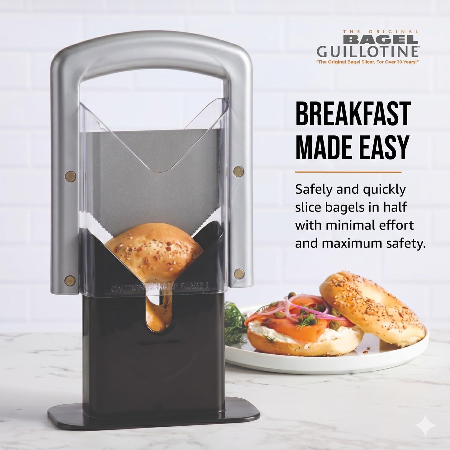Hoan The Original Bagel Guillotine Universal Slicer, Silver, 9.25-Inch -