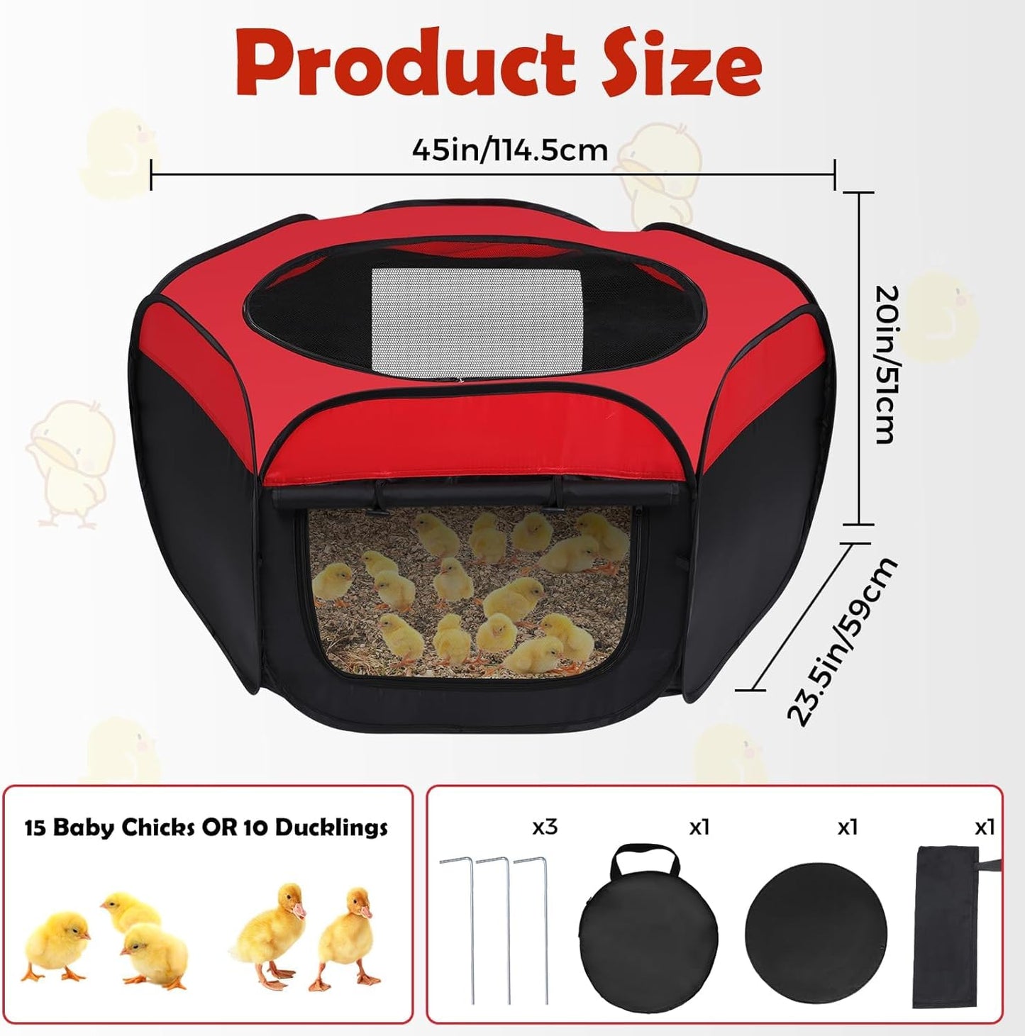 Chicken Brooder Box for Chick Starter Kit - 2025 Upgrade Double Door Brooder Pen/Playpen/Tent Baby Supplies Up to 15 Baby Chick,Duck,Quail