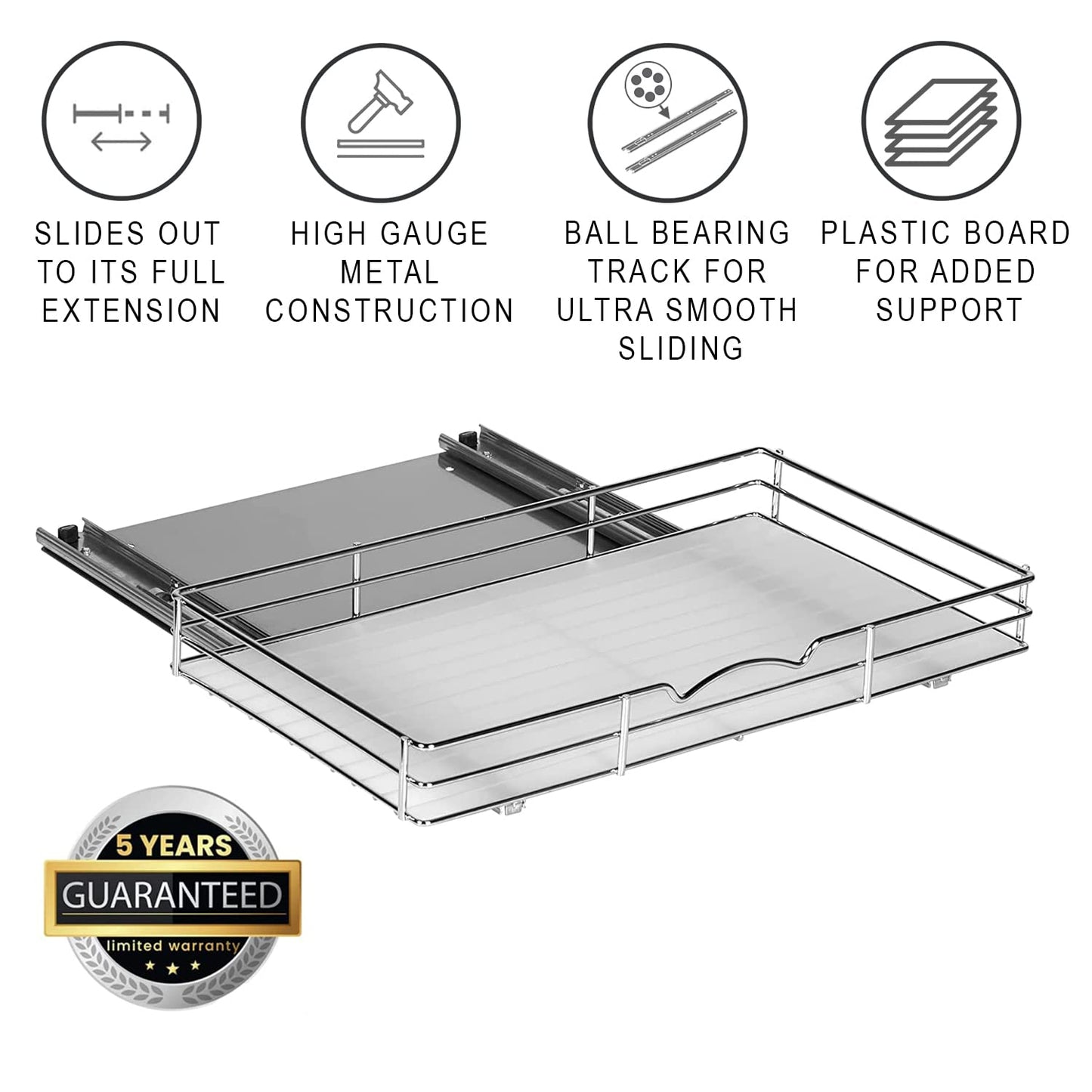 Spice Rack Organizer for Cabinet - Pull Out Tier Spice Rack for Upper Kitchen Cabinets and Pantry Closets, For Spices, Sauces, Canned Food etc. (18 Inch - Single)