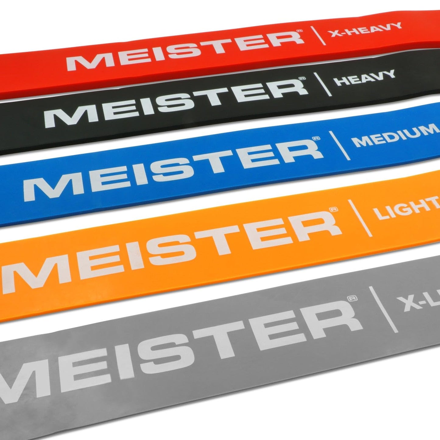 Meister X Band Comfort-Width 41" x 2" Resistance Bands - X-Wide Premium Loop Bands - Complete 5 Band Set