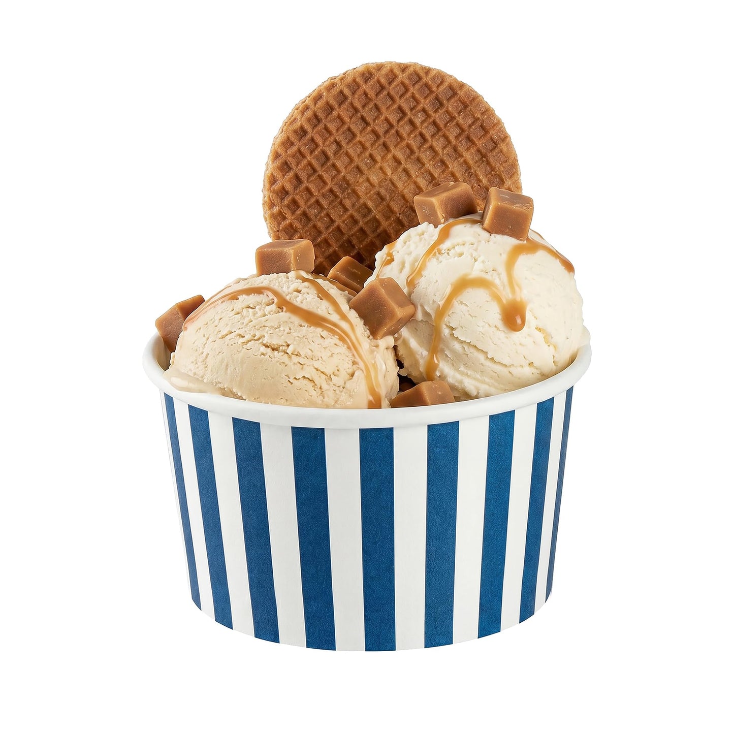 Coppetta 12 Ounce Dessert Cups, 50 Disposable Ice Cream Cups - Lids Sold Separately, Sturdy, Blue And White Paper FroYo Bowls, Striped, For Hot And Cold Foods, Perfect For Gelato - Restaurantware
