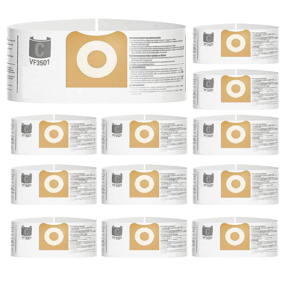COJINLDFEI 12 Pack VF3501 Shop Vac Bags,Compatible with Ridgid Vacuum 3 to 4.5 Gallon Dust Bags Workshop Dry Vac Bags WS32045F