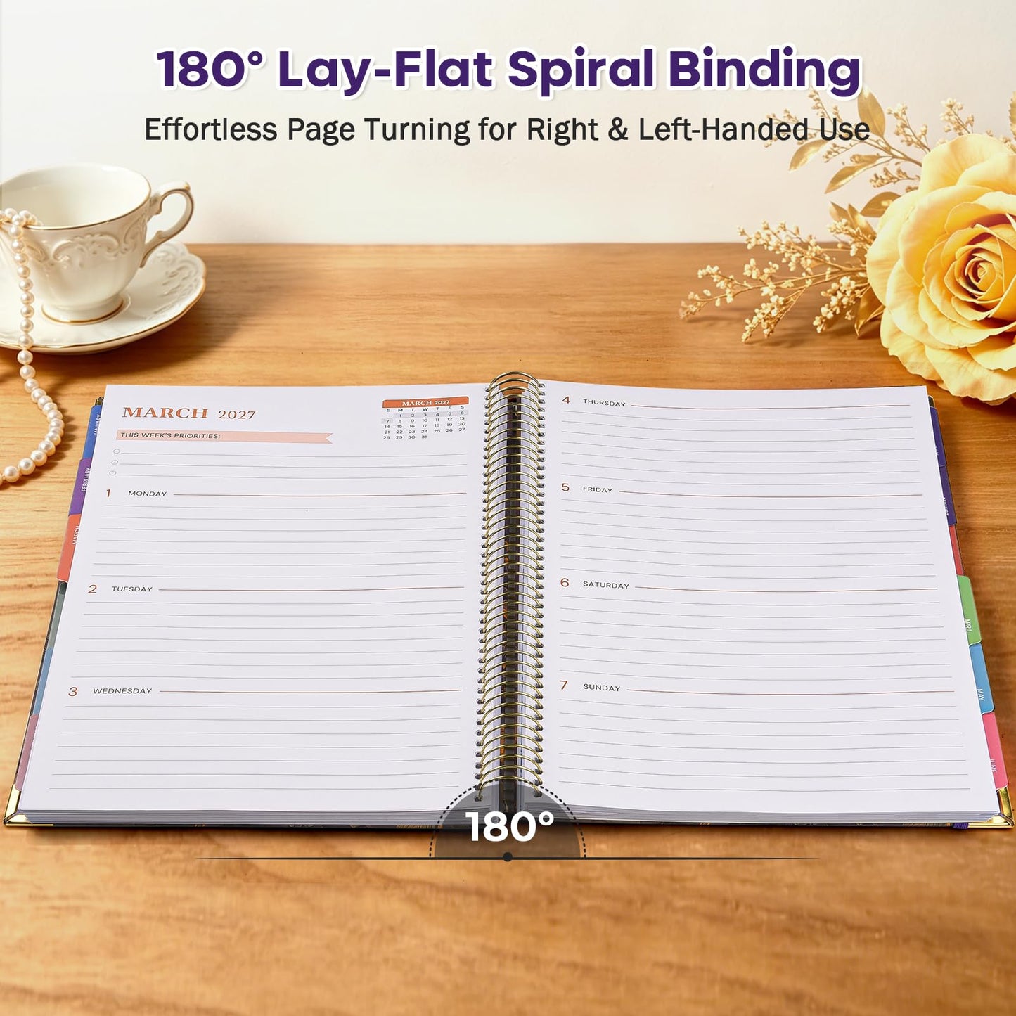 Planner 2026-2027, 8.5" x 11" Academic Planner Jul 2026 - Dec 2027, 18 Month Planner Weekly and Monthly, Hardcover Calendar Planner with Large Laminated Tabs, No Bleed Paper, Pockets for Women Teacher