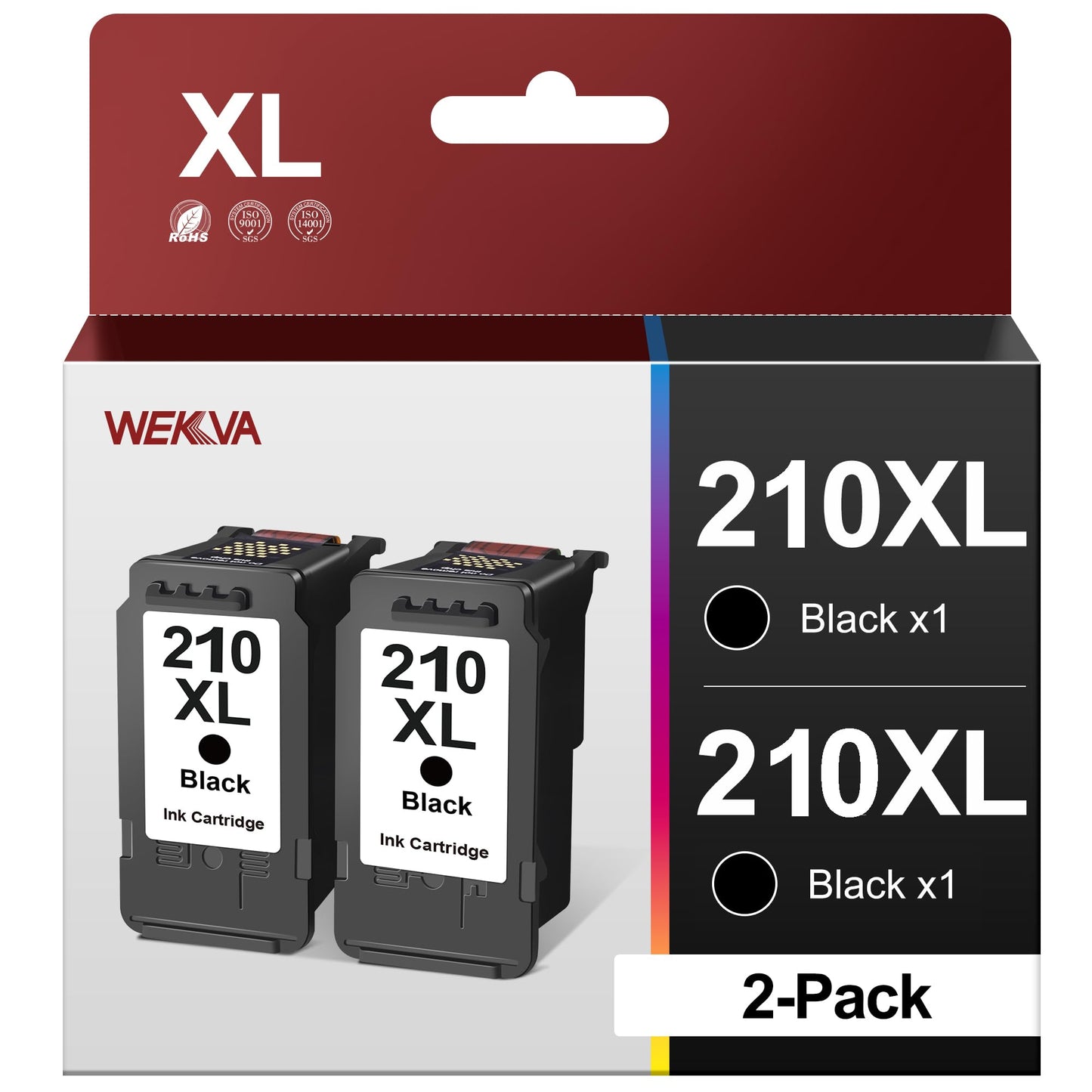 210XL 210 Black Remanufactured Ink Cartridge Replacement for Canon 210XL PG-210XL 210 use with Canon PIXMA MP495 MP240 MP280 MP480 MP490 MP499 MP250 MX410 IP2702 (2 Black)