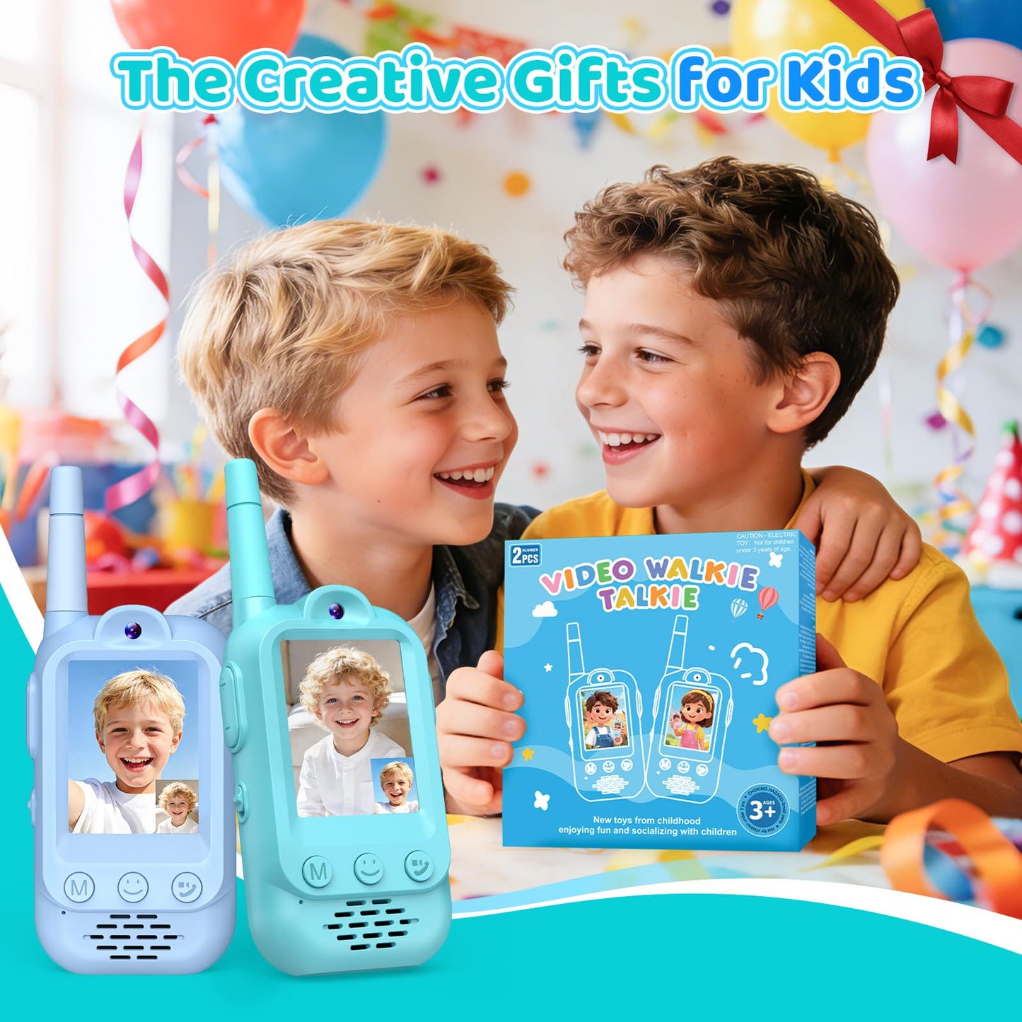 Upgraded Video Walkie Talkies for Kids, Exssary Toys for 3 4 5 6 7 8 Year Old Boys Birthday Gifts Outdoor Toys for Kids 3-5 HD Camera & Fun Voice Changer Rechargeable Walkie Talkies 2 Pack