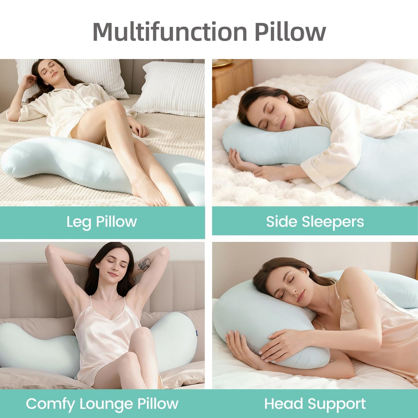 AISLEEP Body Pillow for Adults, Full Body Pillow for Side Sleepers, Long Bed Pillow, Memory Foam Firm Pillow, Pea Pod Shape Long Pillow for Pregnancy Sleeping Full Body Support