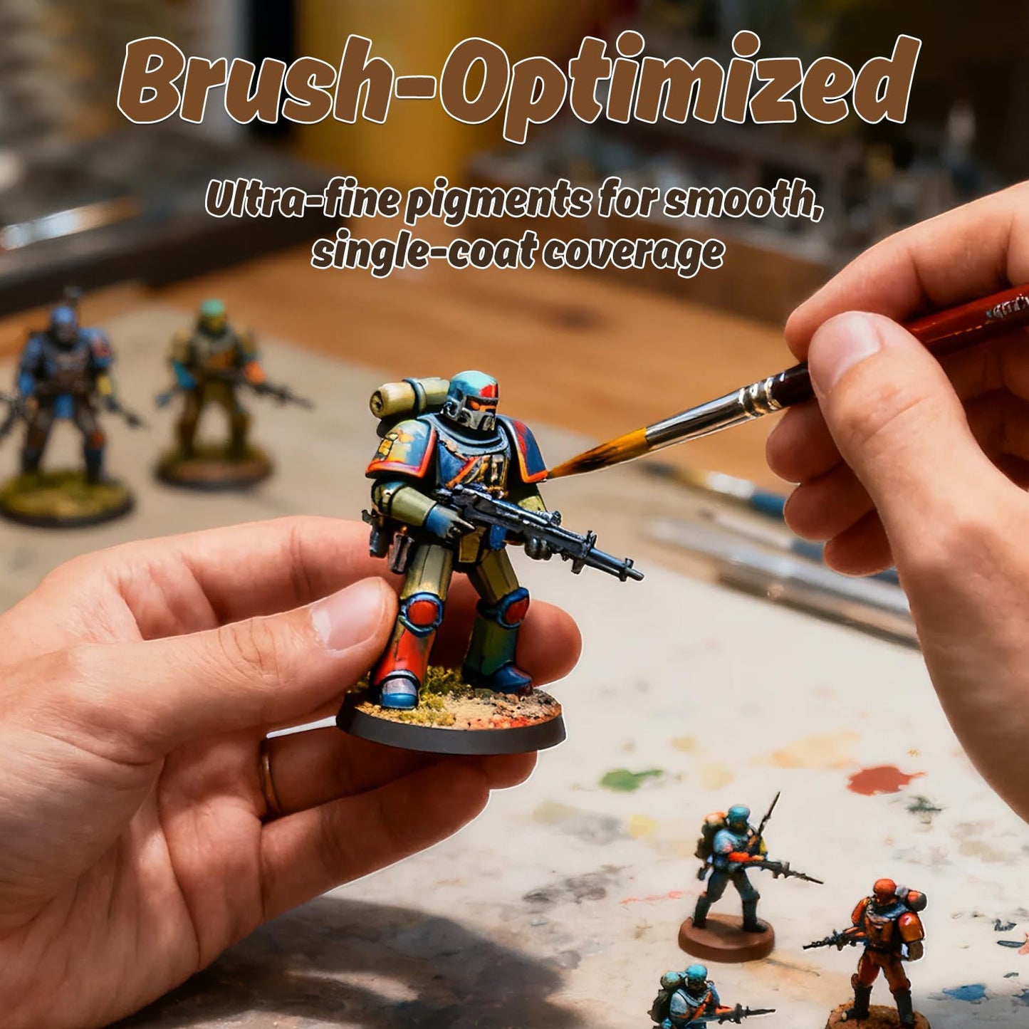 X ARTY HUB Model Paint Set - 20 Colours with 3 Brushes, Miniature Paints (Base/Skin Tones/Shadows/Metallics) for Airbrushing & Hand Painting, Acrylic paint for Models, Miniatures & Wargaming Props