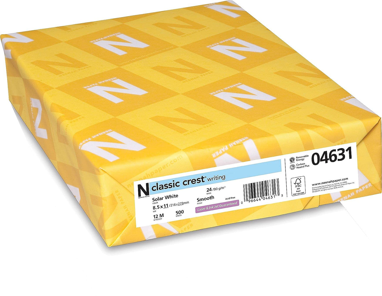 Classic Crest® Premium Paper, 8.5" x 11", 24 lb., Solar White, 500 Sheets (04631)